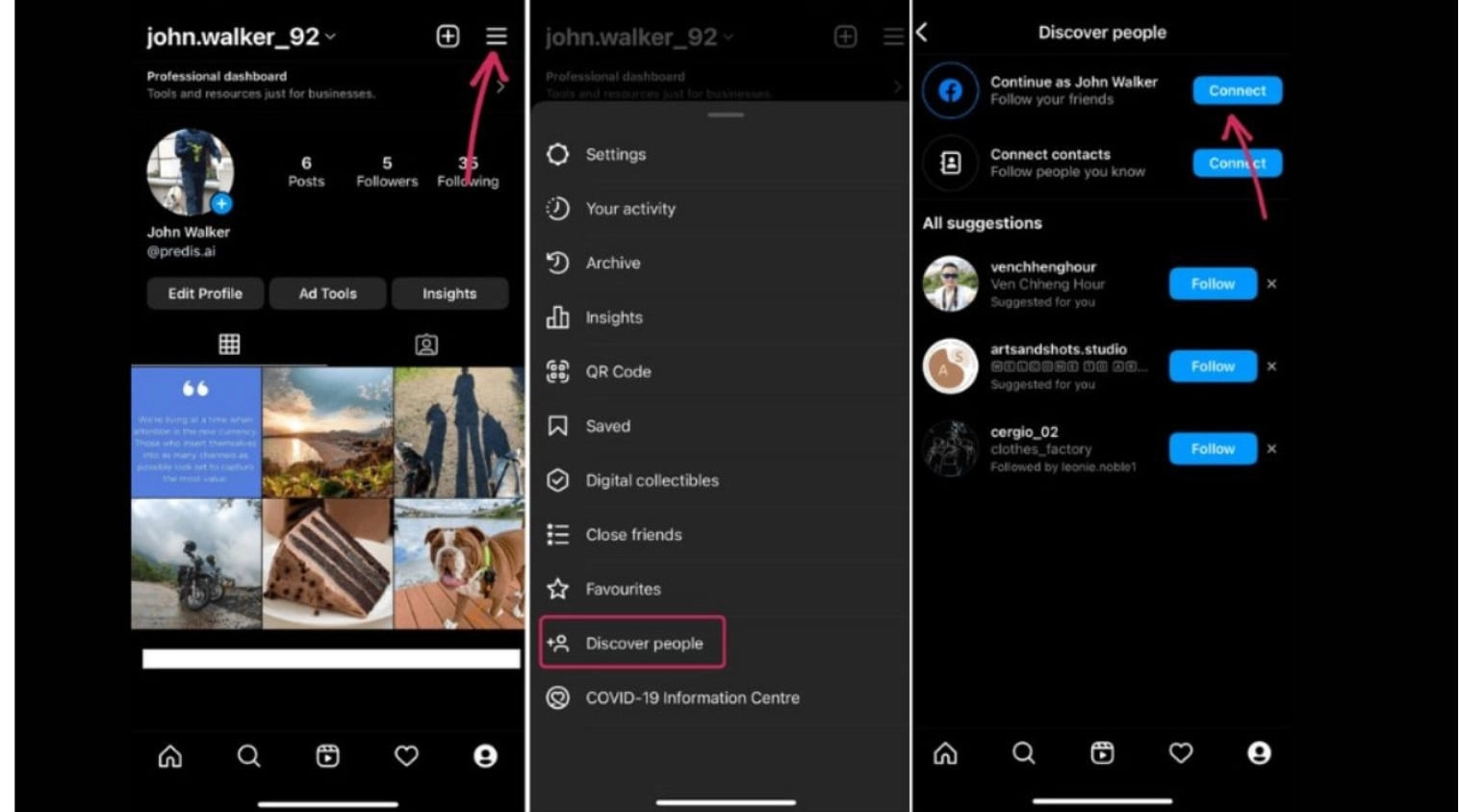 Tìm Facebook qua ứng dụng Instagram