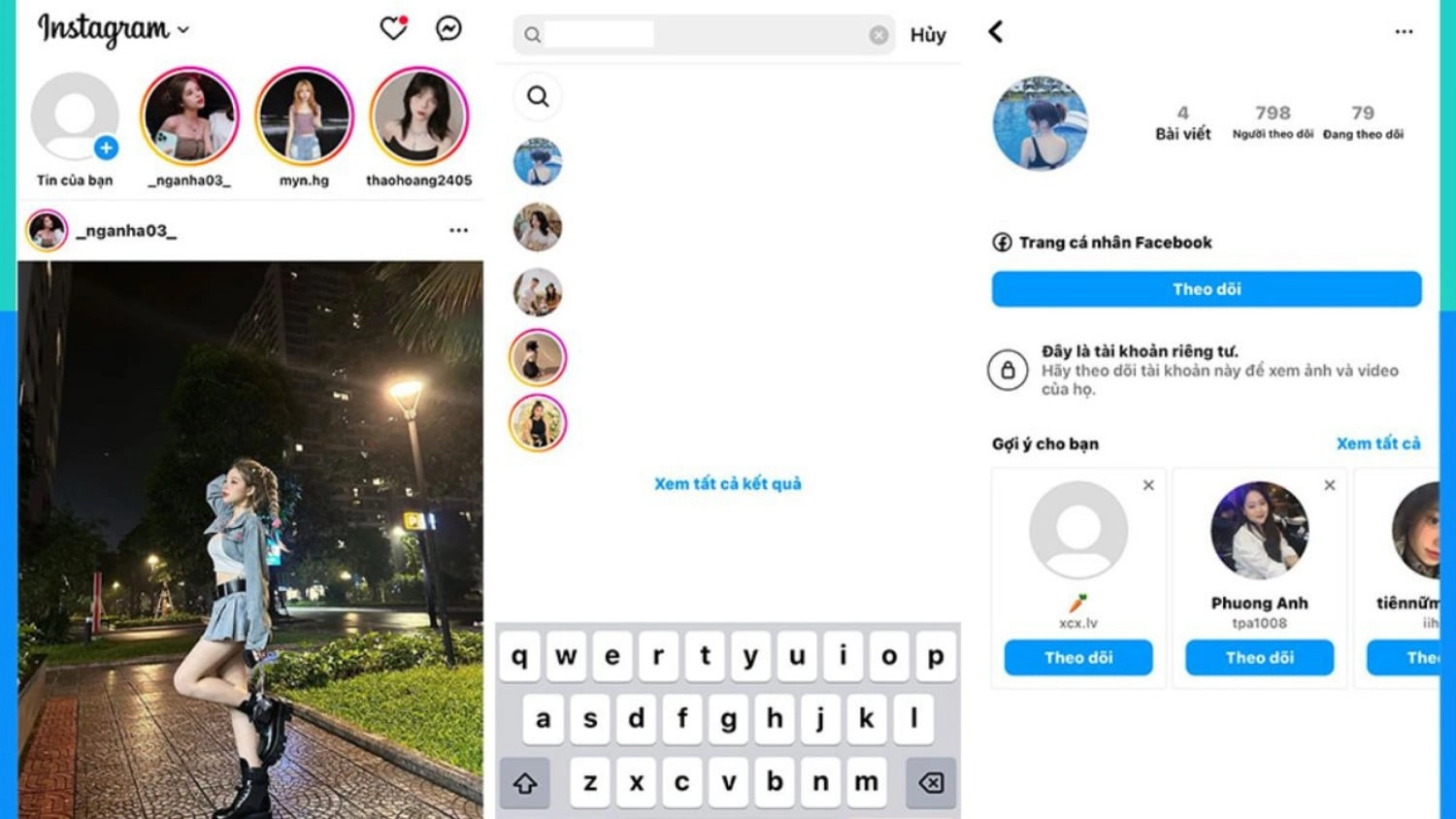 Tìm tài khoản Facebook qua username Instagram