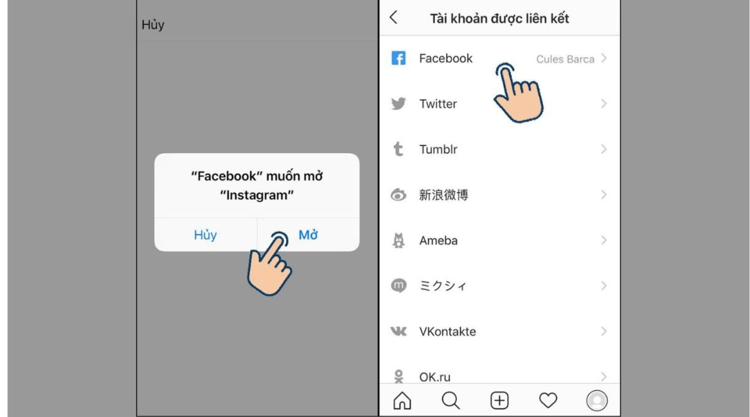 Facebook đã được liên kết với Instagram