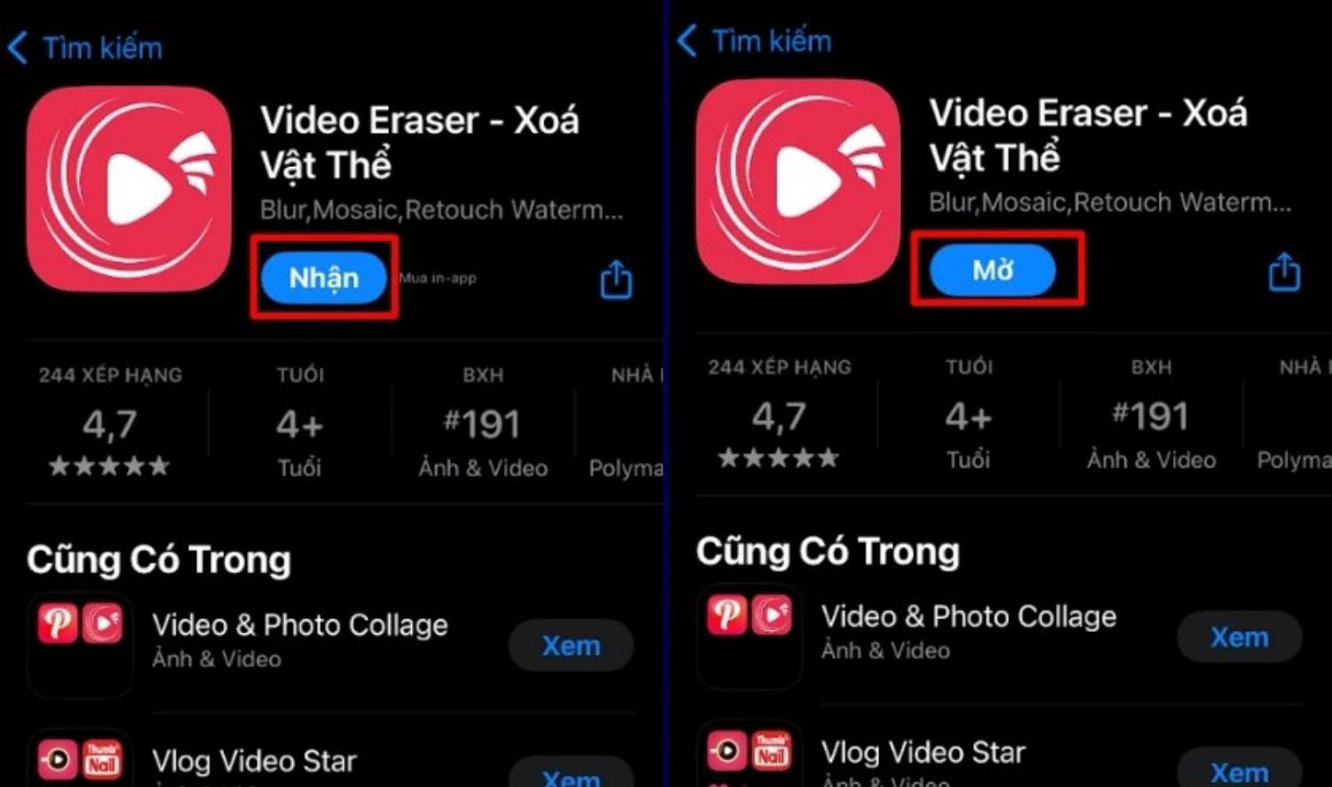 Cài đặt ứng dụng Video Eraser