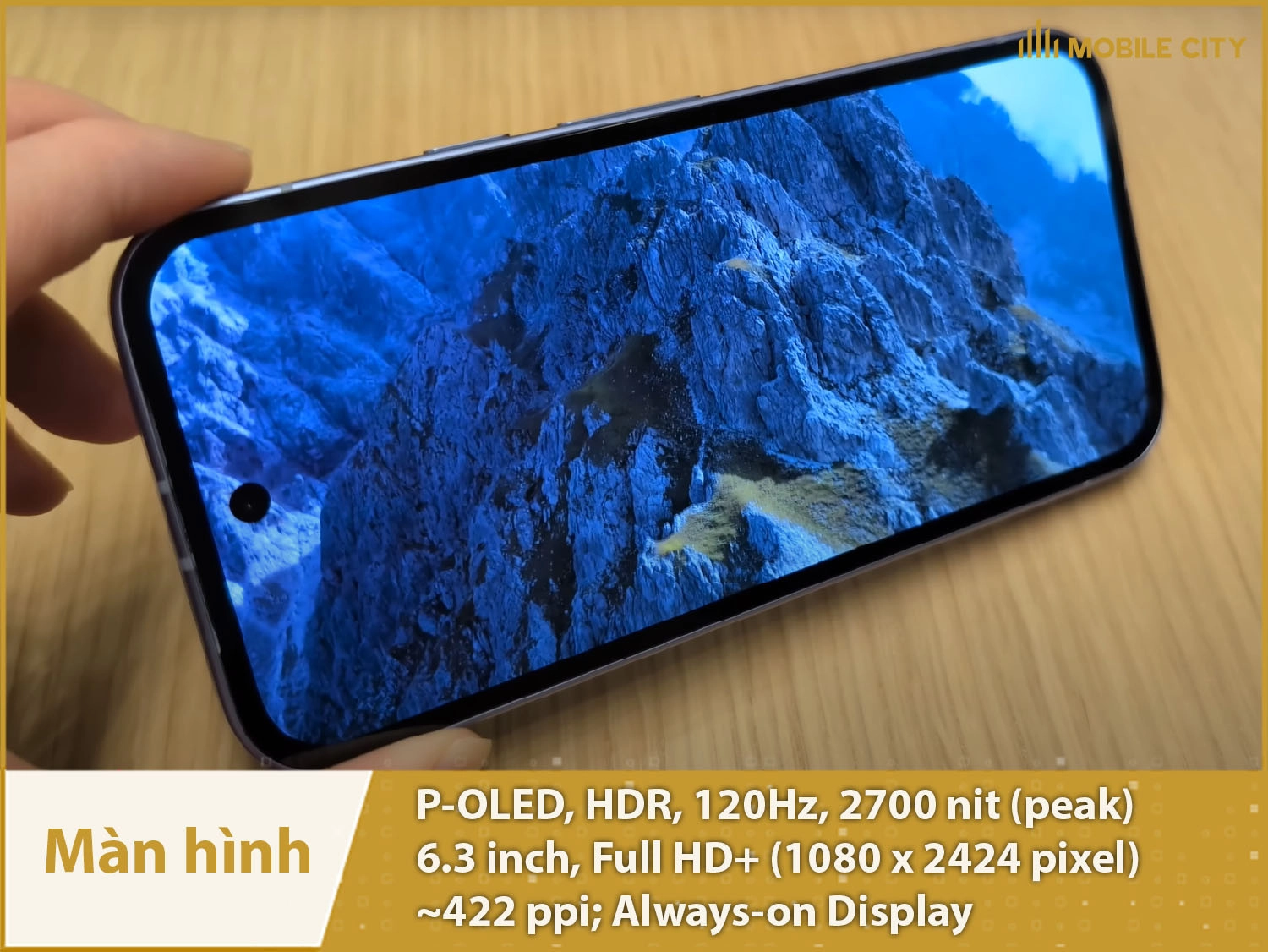 Màn hình P-OLED 120Hz, 2700nit có Always-on display