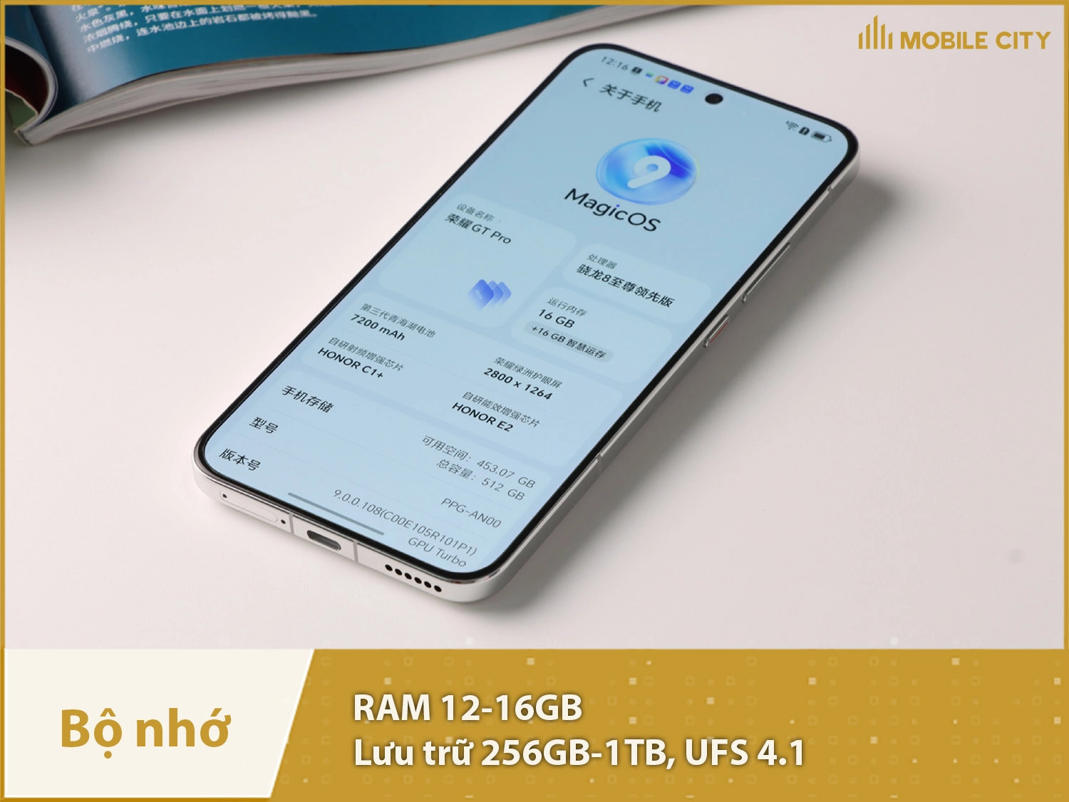 Honor GT Pro có RAM 12-16GB & Bộ nhớ trong 256GB-1TB