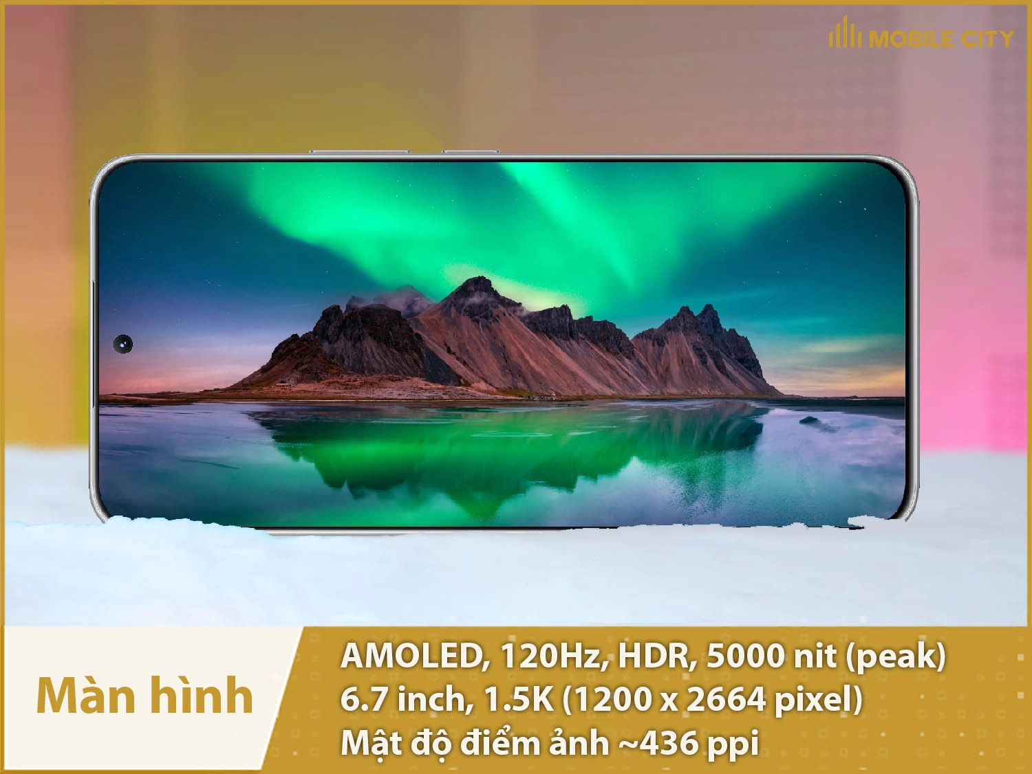 Màn hình AMOLED 120Hz, 6,7 inch 1.5K độ sáng 5000nit hiển thị xuất sắc
