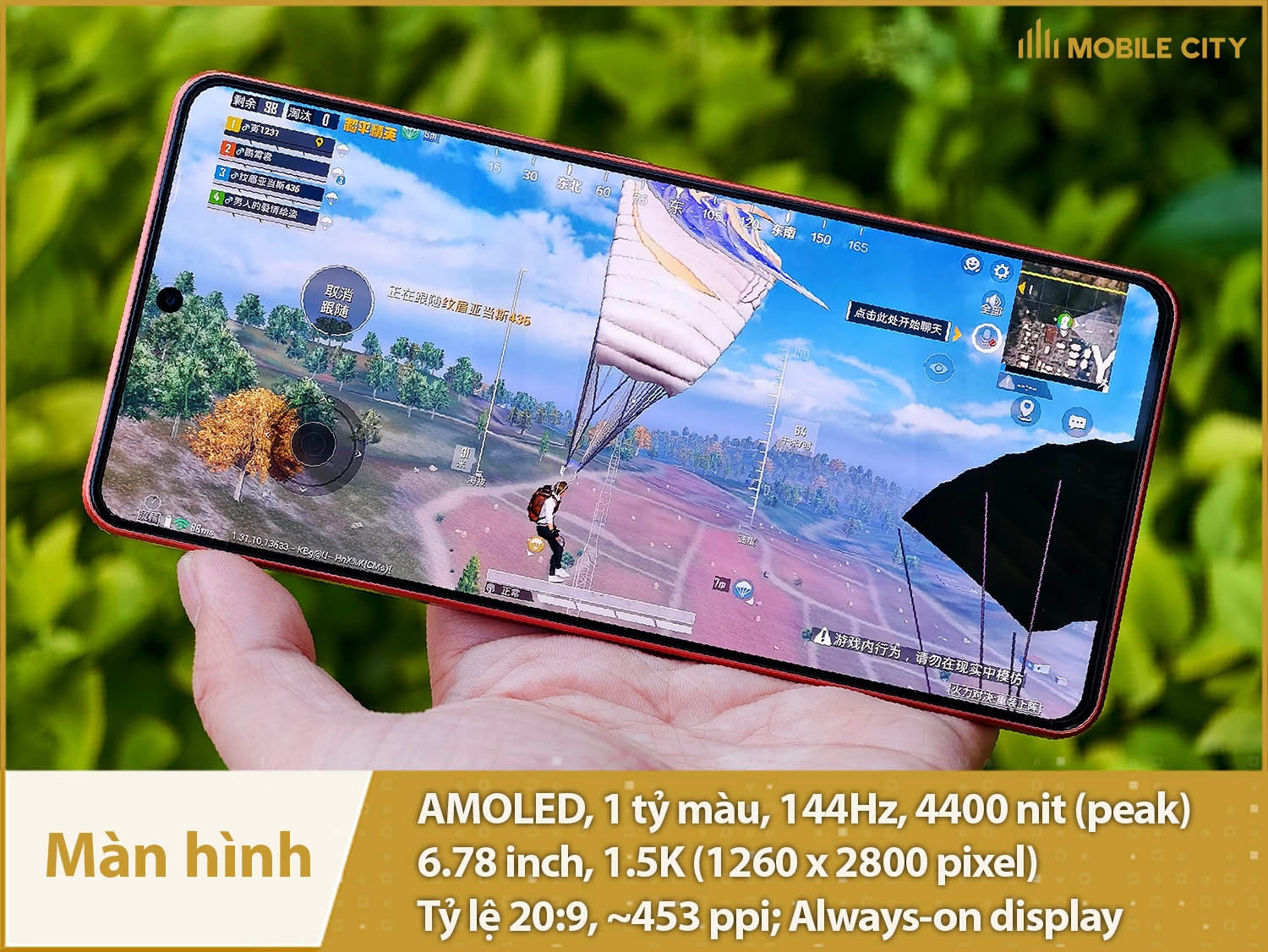Màn hình AMOLED 144Hz, độ phân giải 1.5K sắc nét