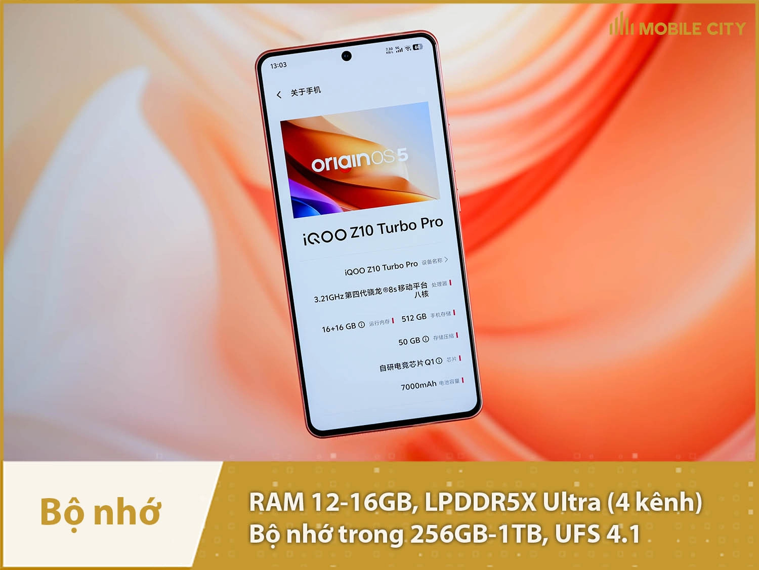 iQOO Z10 Turbo Pro có RAM 12-16GB & Bộ nhớ trong 256-512GB