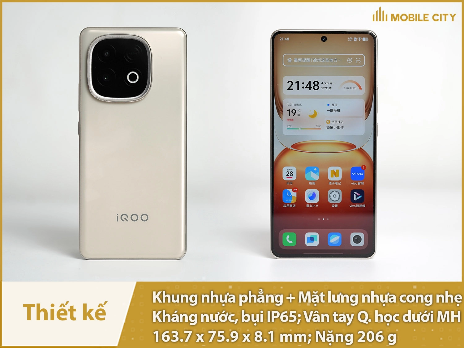 Thiết kế vuông vắn, có IP65, độ mỏng 8,1mm