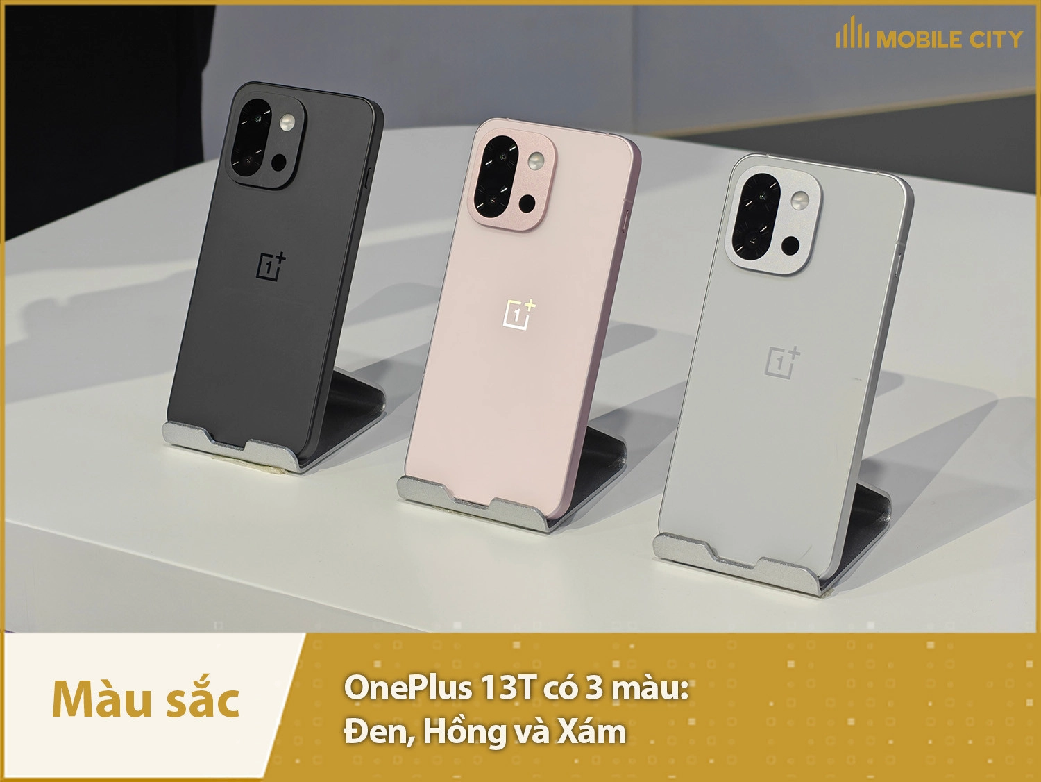 OnePlus 13T có 3 màu sắc: Đen, Hồng và Xám