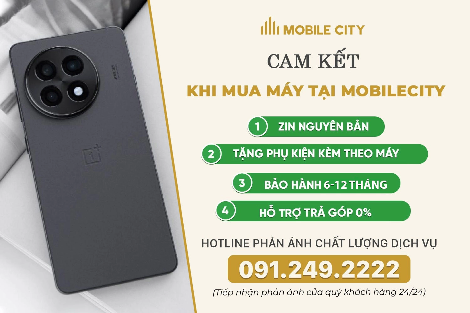 Cam kết khi mua OnePlus Ace 5 Pro cũ tại MobileCity