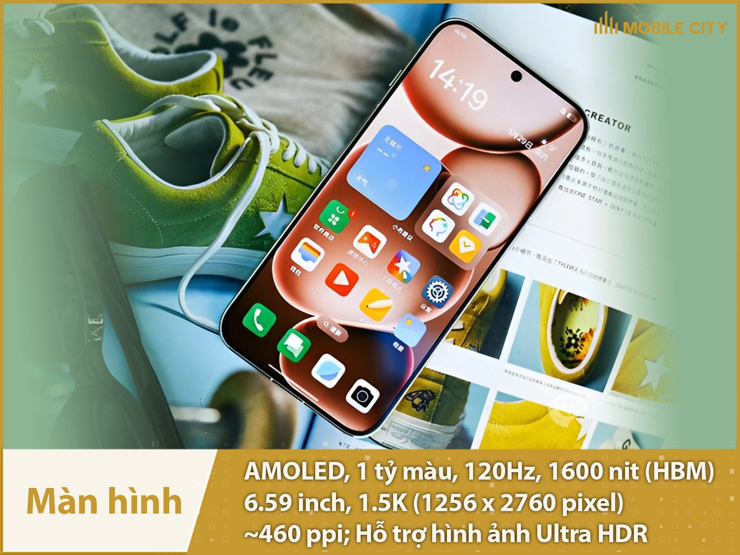 Màn hình 6,59 inch AMOLED 1 tỷ màu, 1.5K