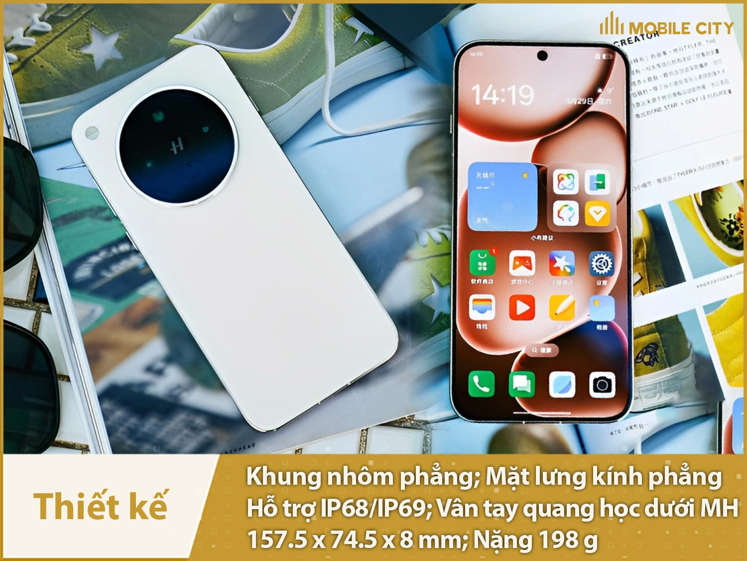 Thiết kế vuông vức, sang trọng có IP68/IP69