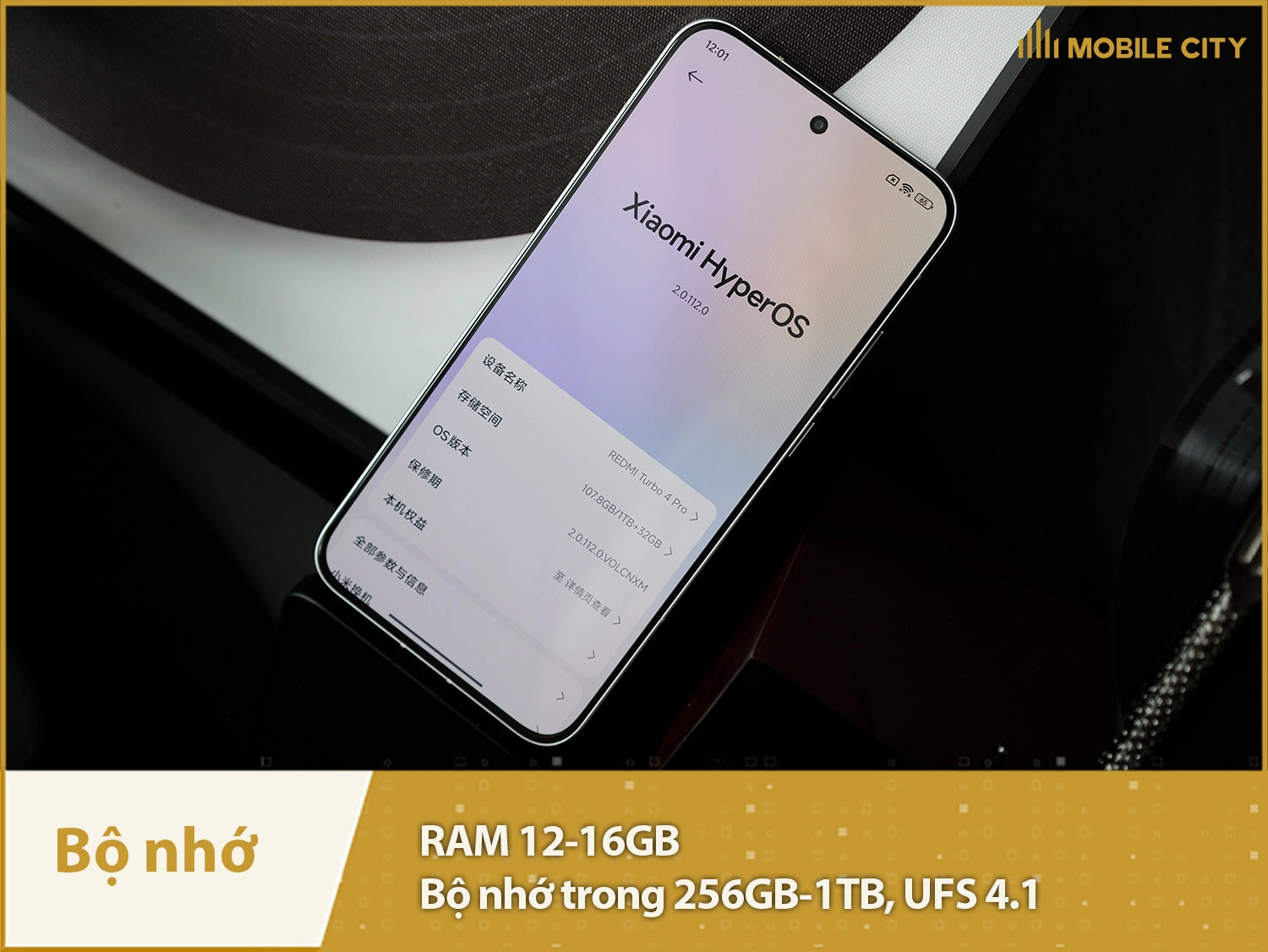 REDMI Turbo 4 Pro có RAM 12-16GB & Bộ nhớ trong 256GB-1TB