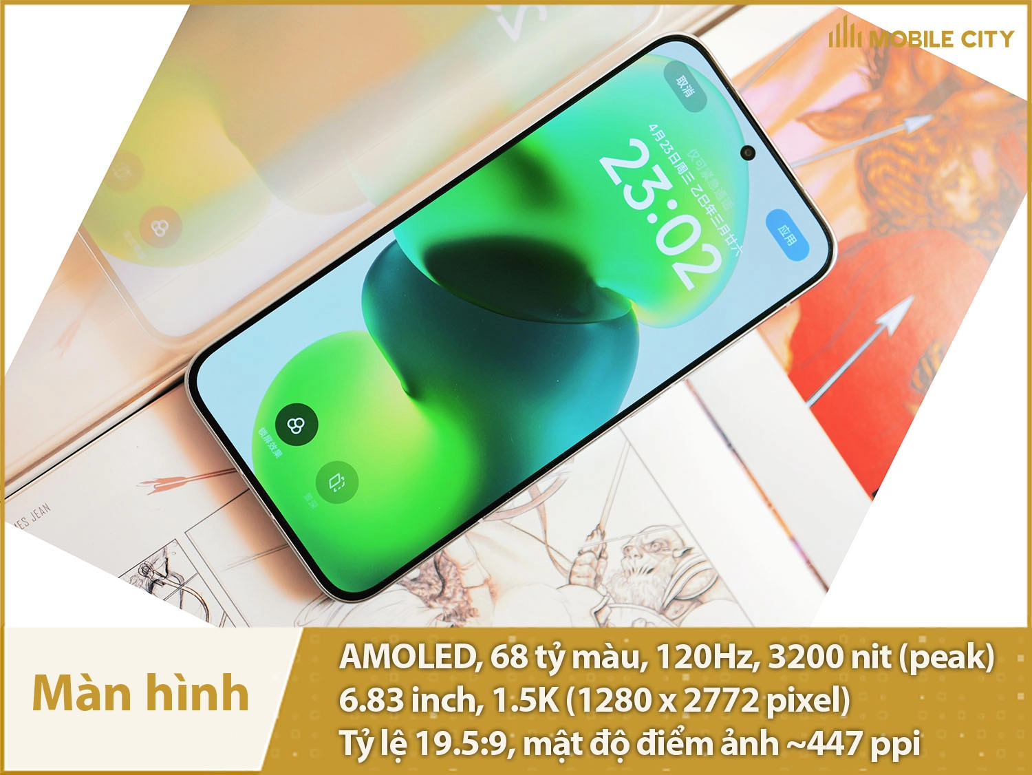 Màn hình 6,83 inch AMOELD 68 tỷ màu