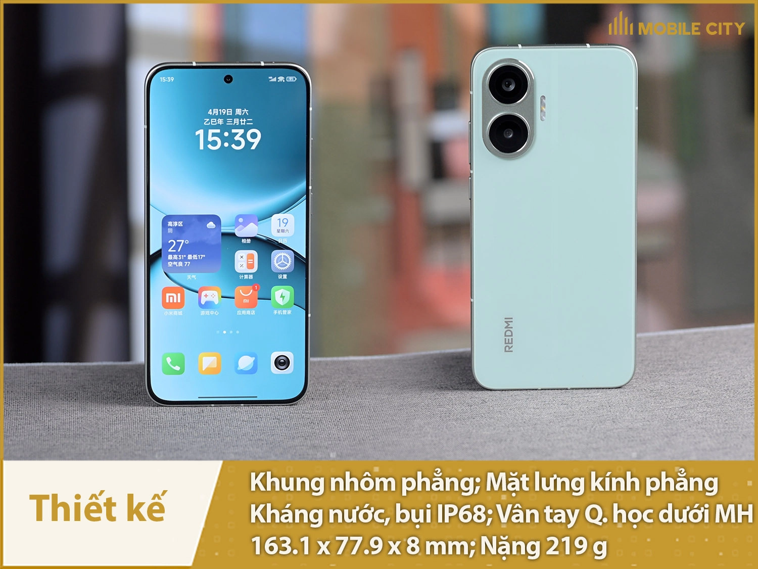 Thiết kế cao cấp với nhôm và kính; Hỗ trợ IP68