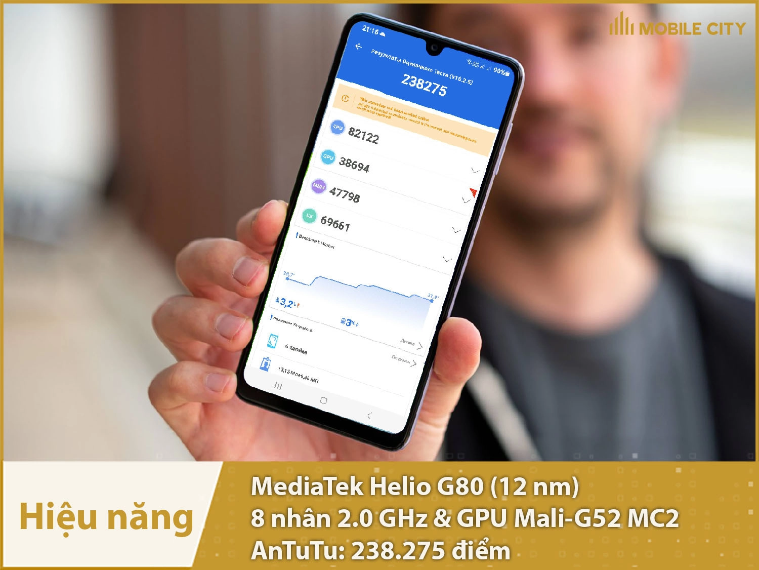Hiệu năng ổn định với 238.275 điểm AnTuTu