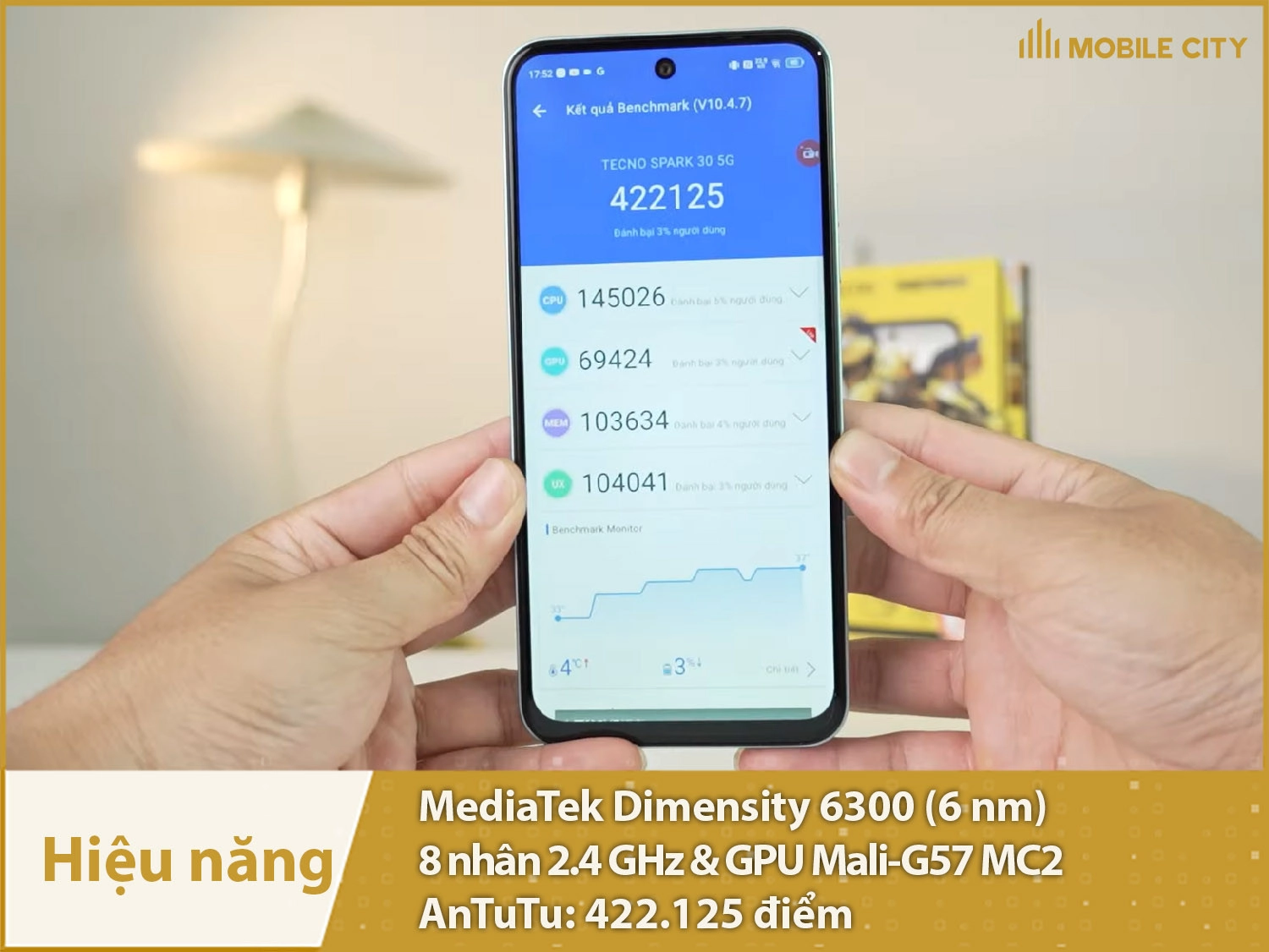 Hiệu năng mượt mà, ổn định với 422.125 điểm AnTuTu