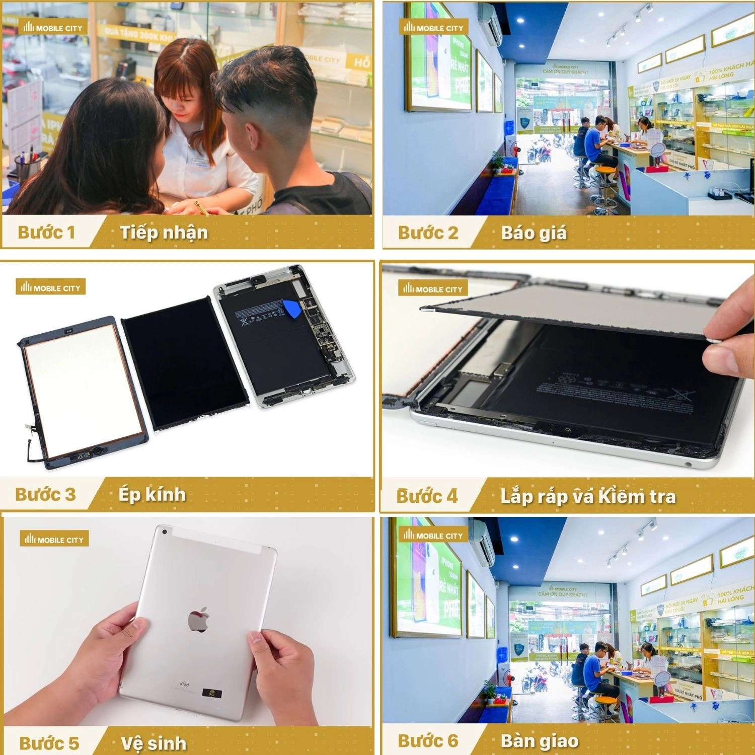 ép kính iPad Gen 5, quy trình