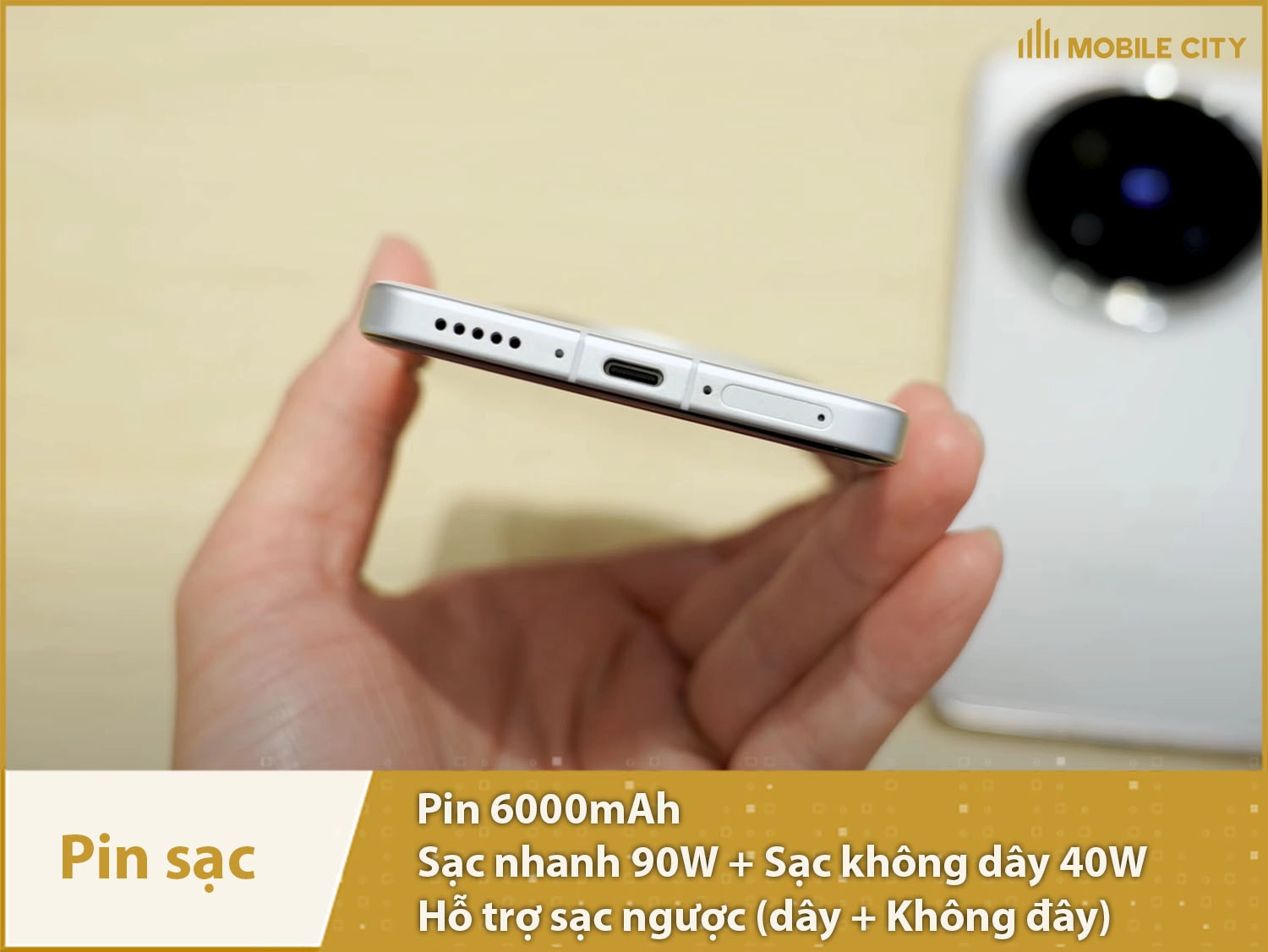 Pin 6000mAh; Sạc nhanh 90W + Sạc không dây 40W