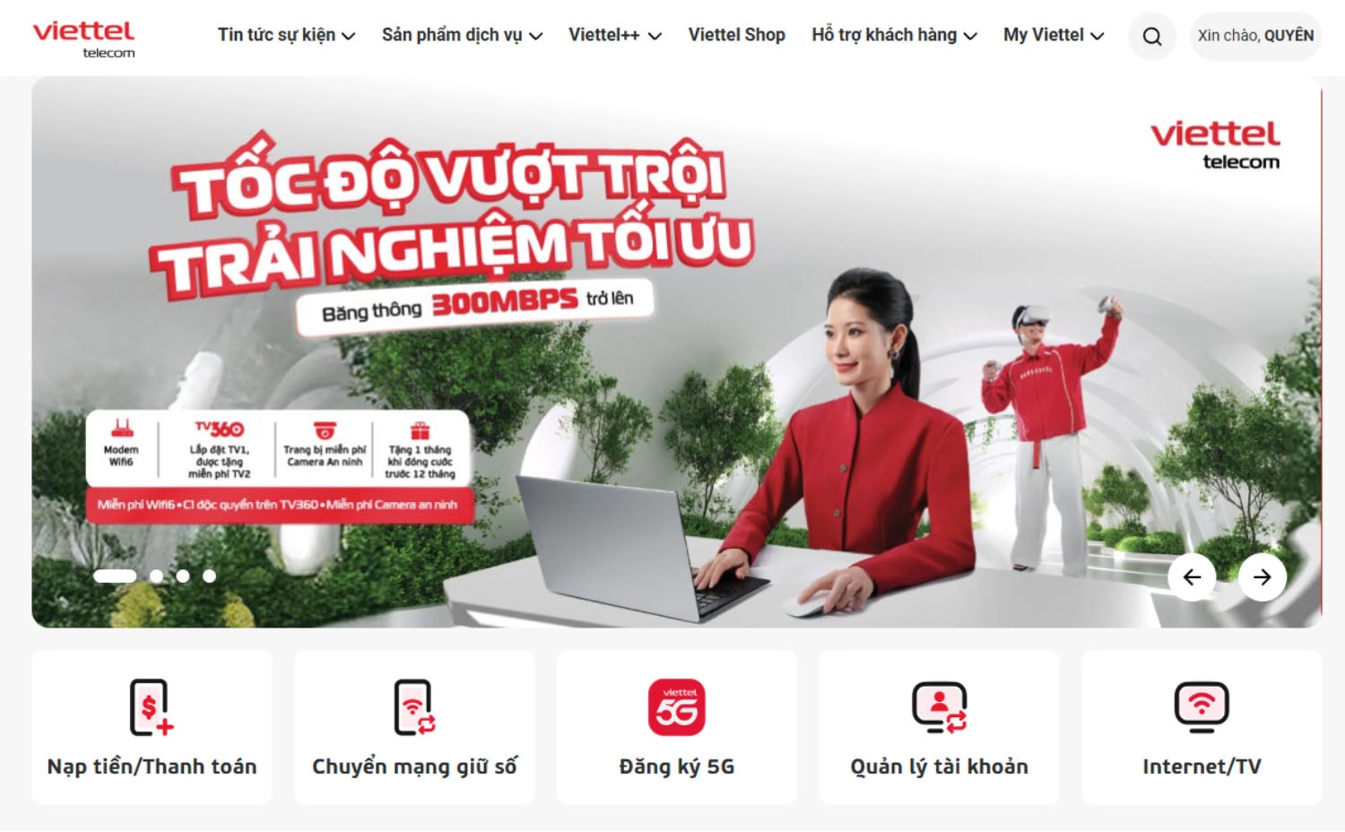 Truy cập website chính thức của Viettel 