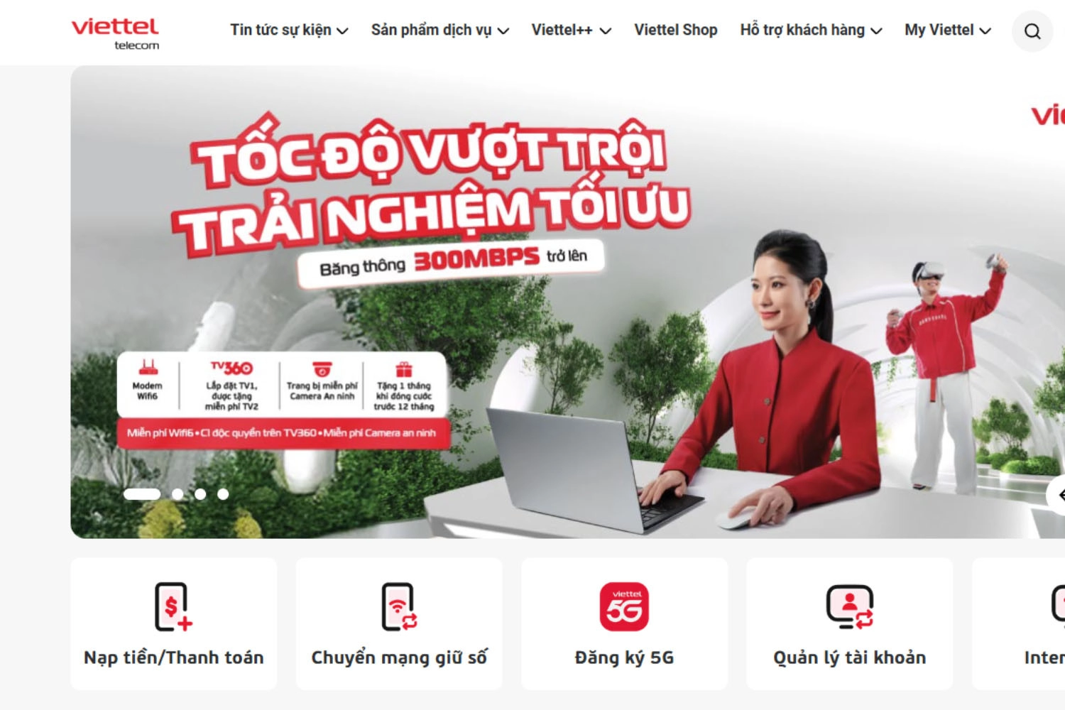 Truy cập trang chủ Viettel 