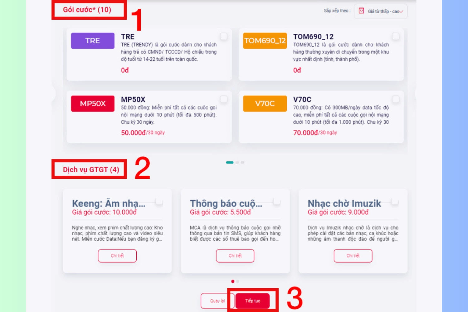 Chọn gói cước phù hợp