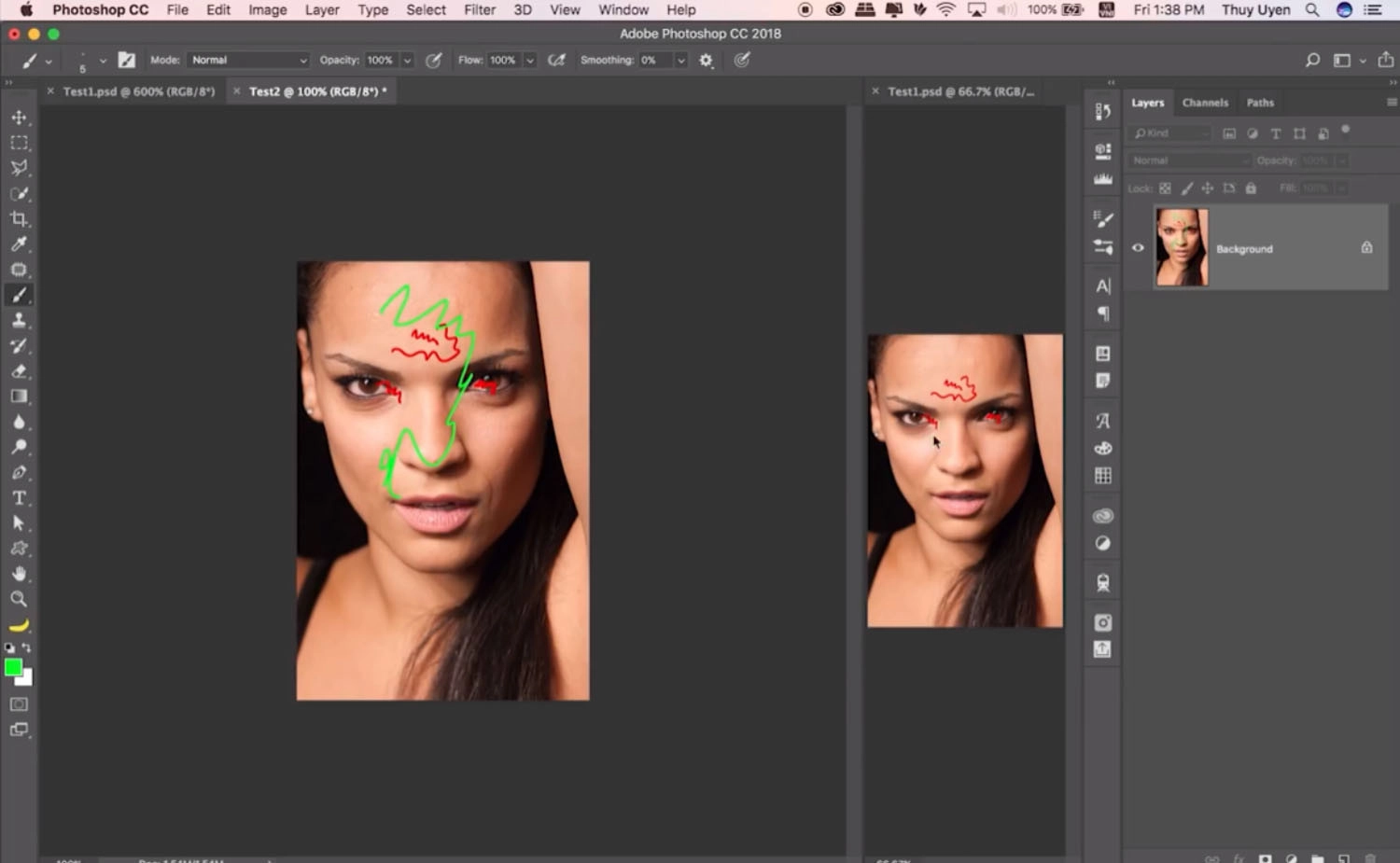Lưu ý khi sử dụng 2 cửa sổ trên Photoshop