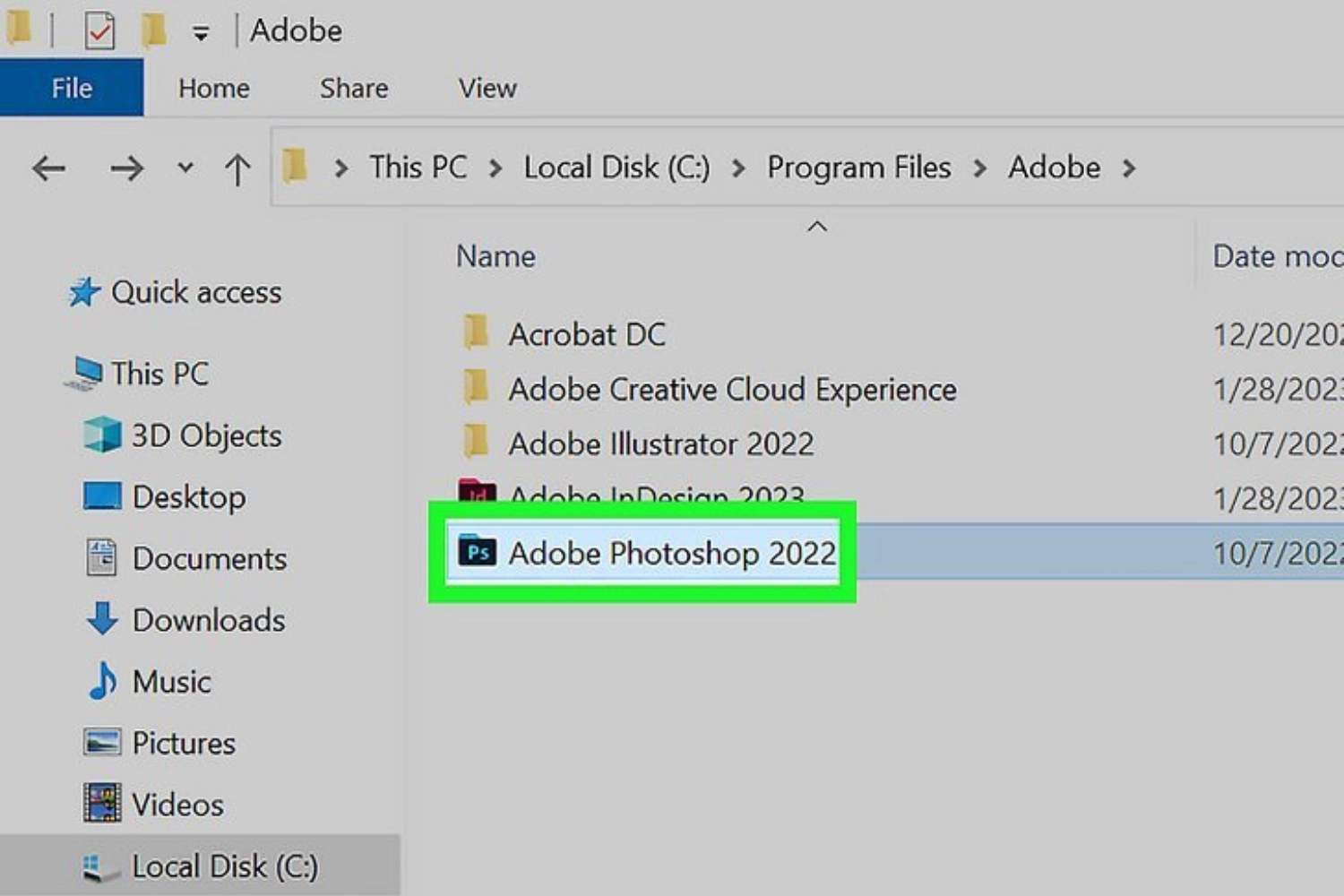 Mở thư mục plugin của Photoshop