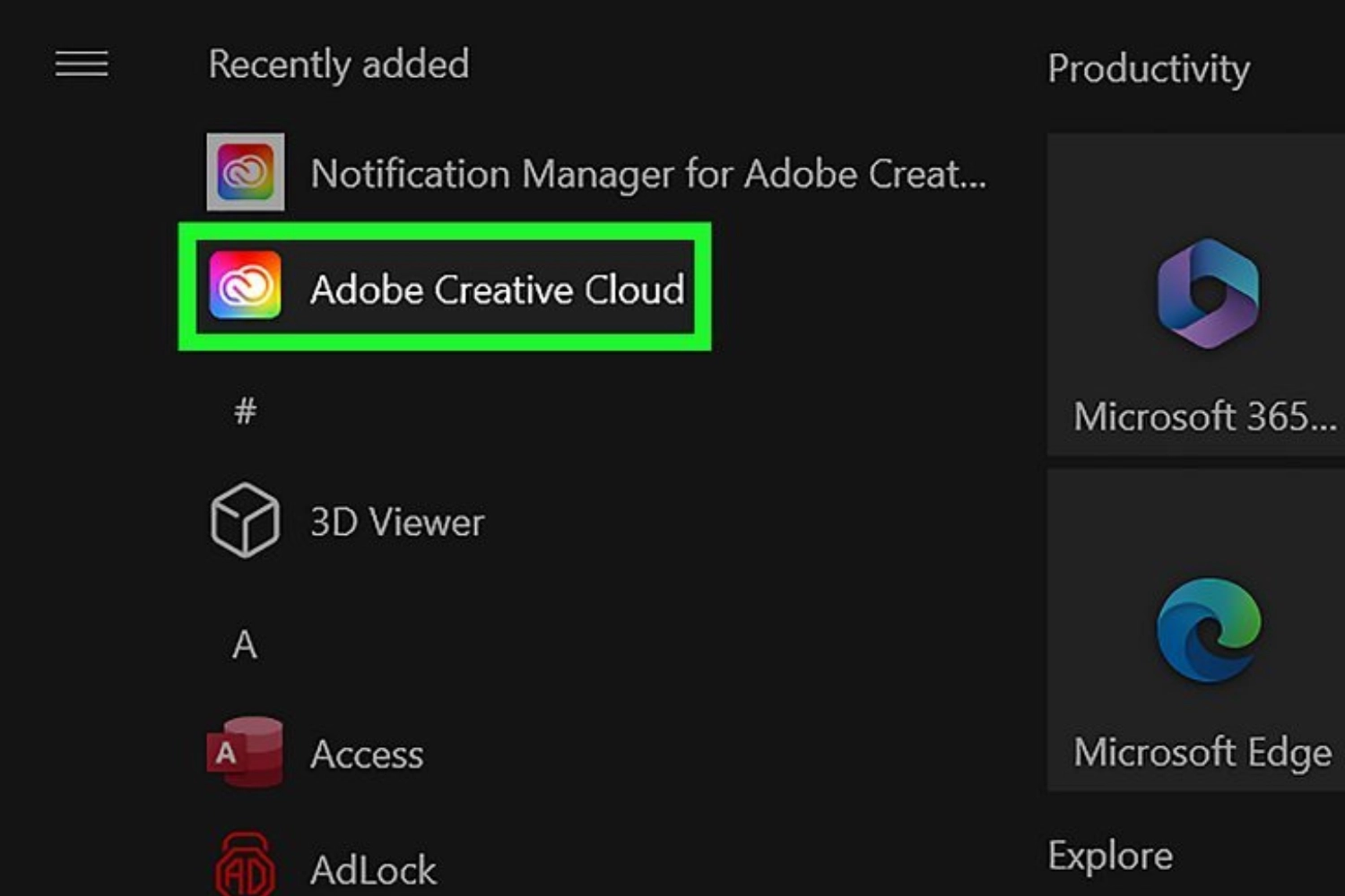 Mở ứng dụng Creative Cloud trên máy tính