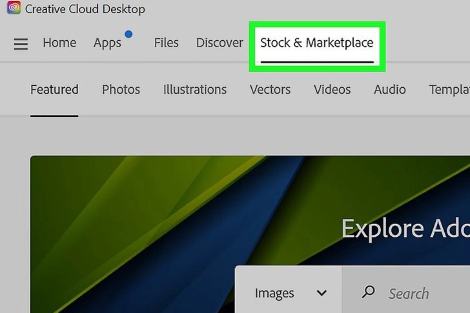 Nhấn vào Stock & Marketplace