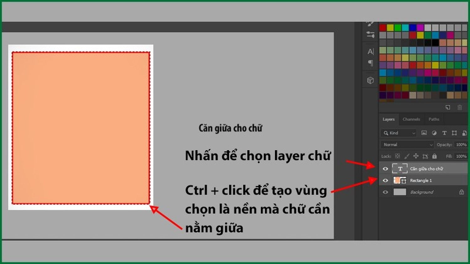 Chọn layer chữ, giữ Ctrl và nhấn vào ảnh đại diện của layer nền
