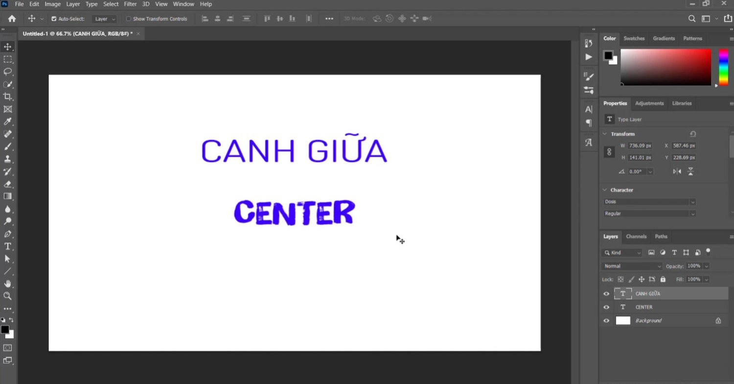 Lưu ý khi căn giữa trong Photoshop