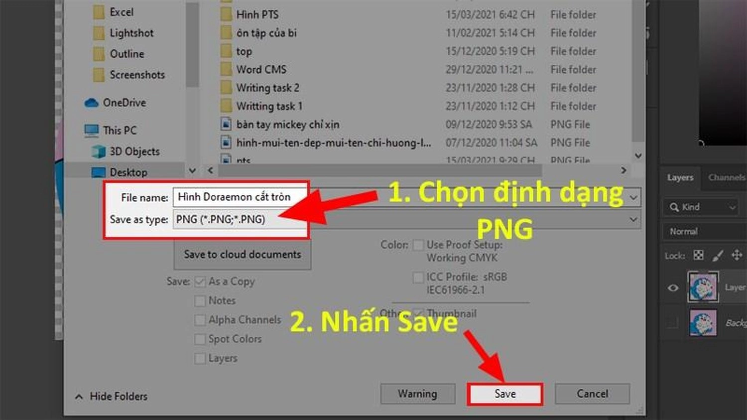 Chọn định dạng PNG và nhấn Save