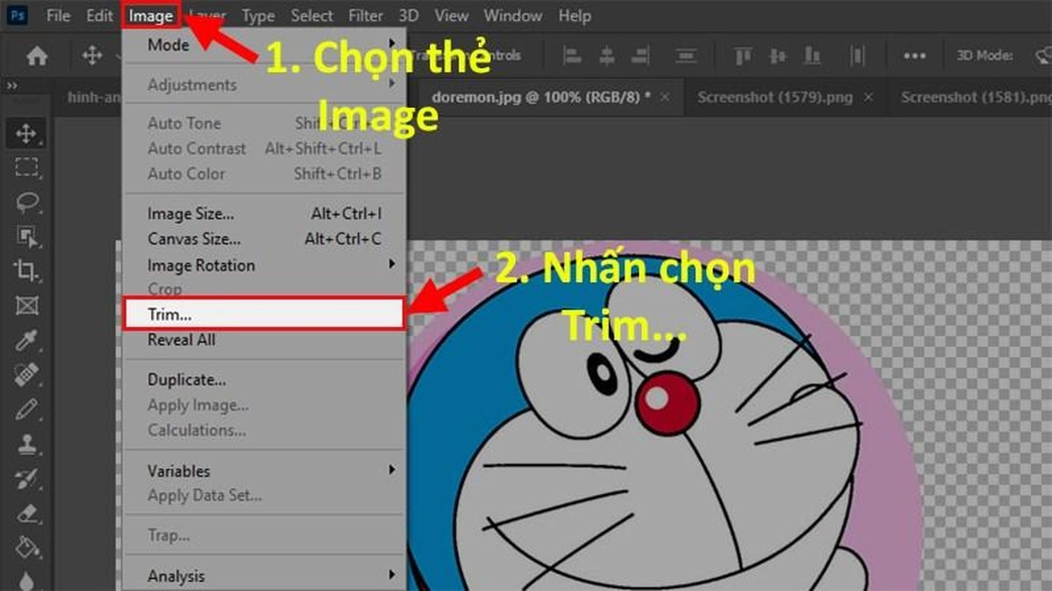 Chọn Image > Chọn Trim