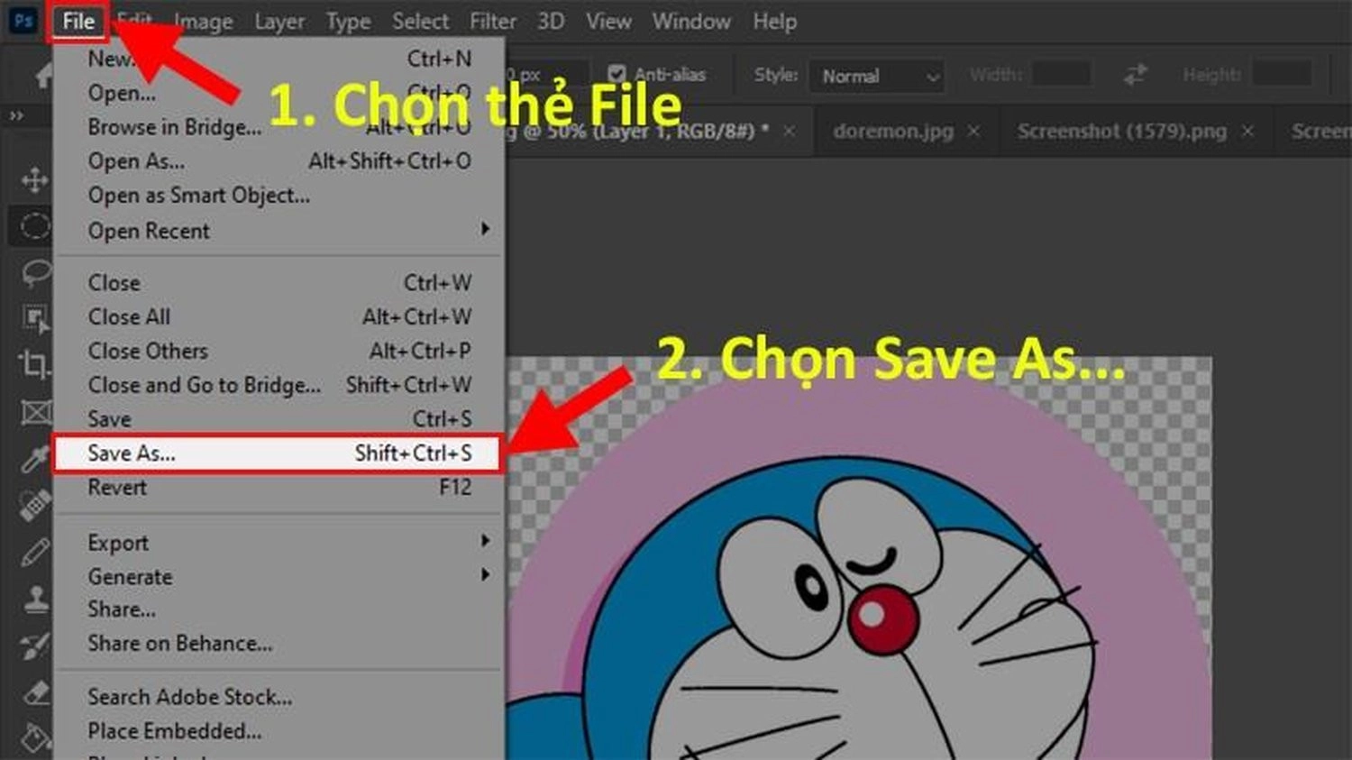Vào File, chọn Save as… để lưu ảnh