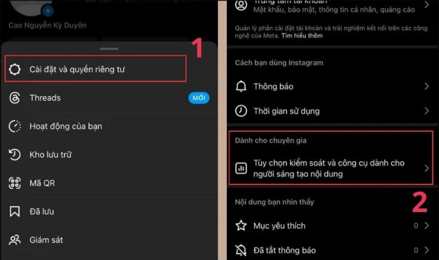 Chọn Cài đặt và quyền riêng tư