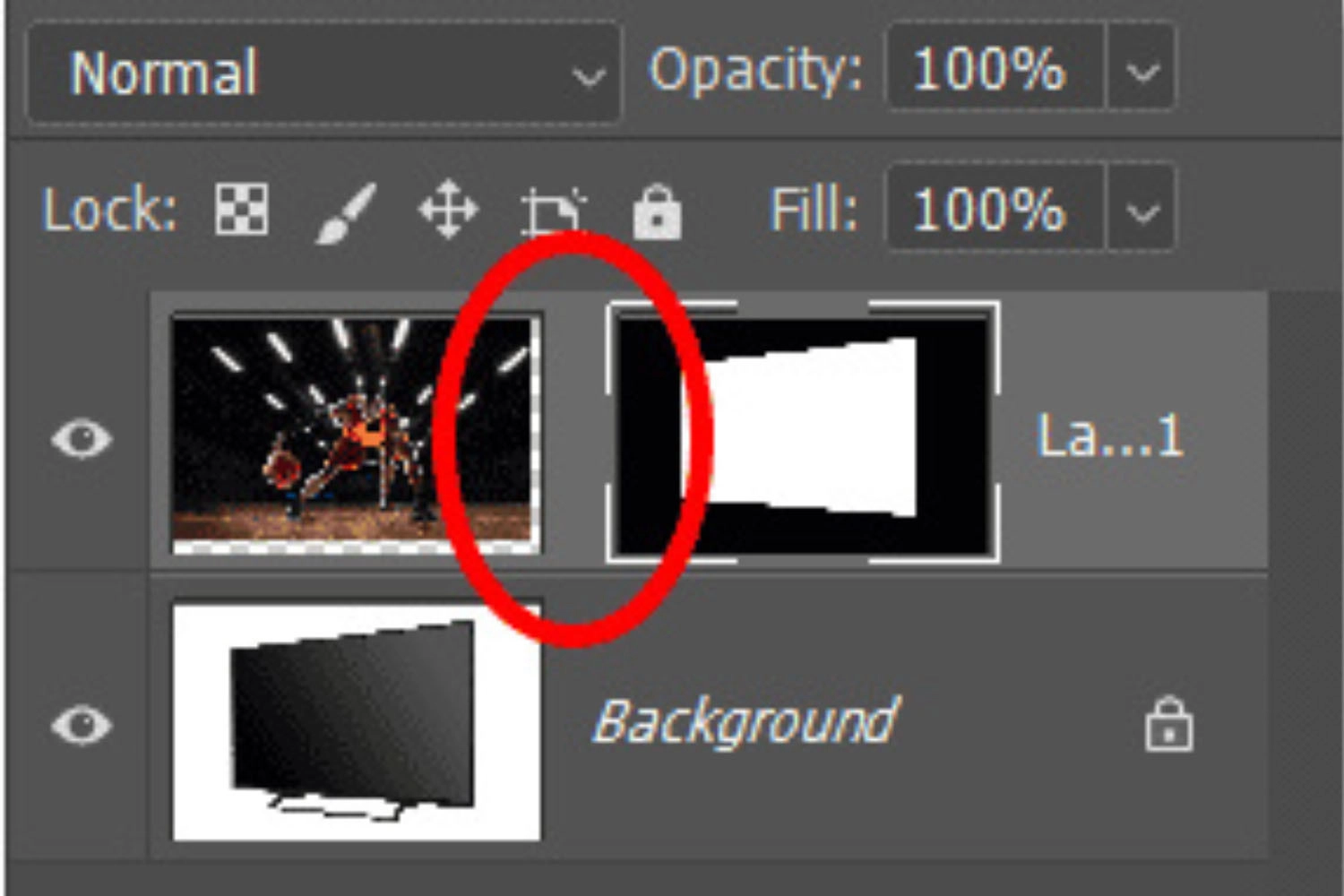 Photoshop không liên kết ảnh với layer mask