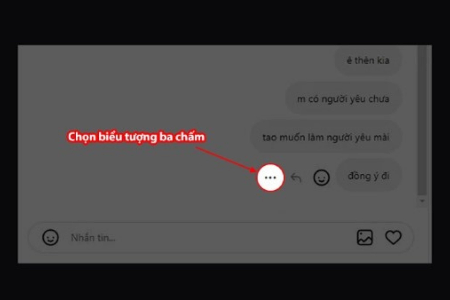 Nhấn vào biểu tượng dấu ba chấm tại tin nhắn cần thu hồi