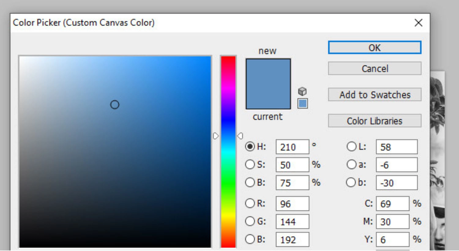 Chọn Select Custom Color > Chọn màu phù hợp > Nhấn OK