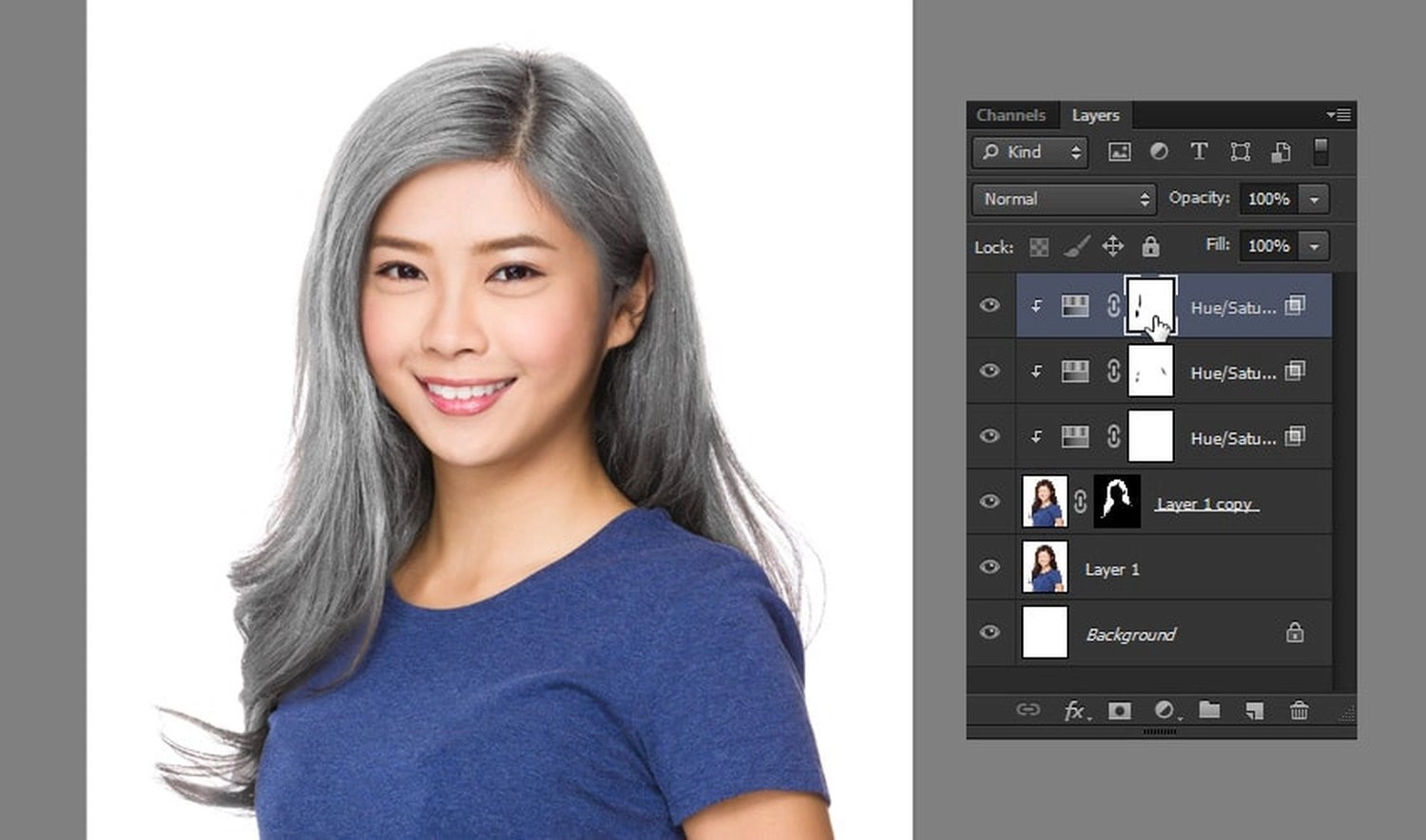 Dùng Blend If  để kết hợp nhiều Adjustment Layer với độ sáng khác nhau