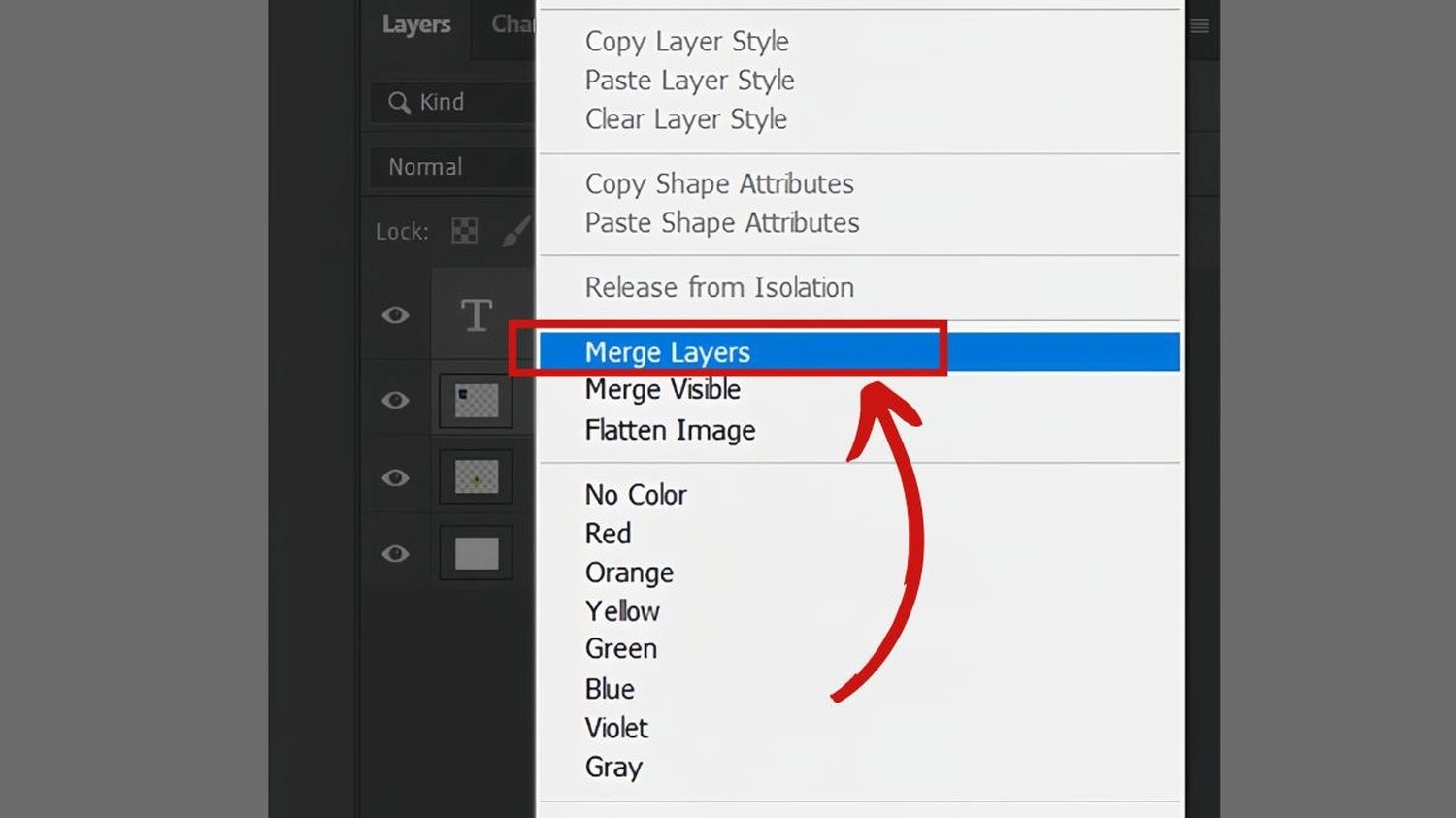Vào Layer, chọn Merge Layer
