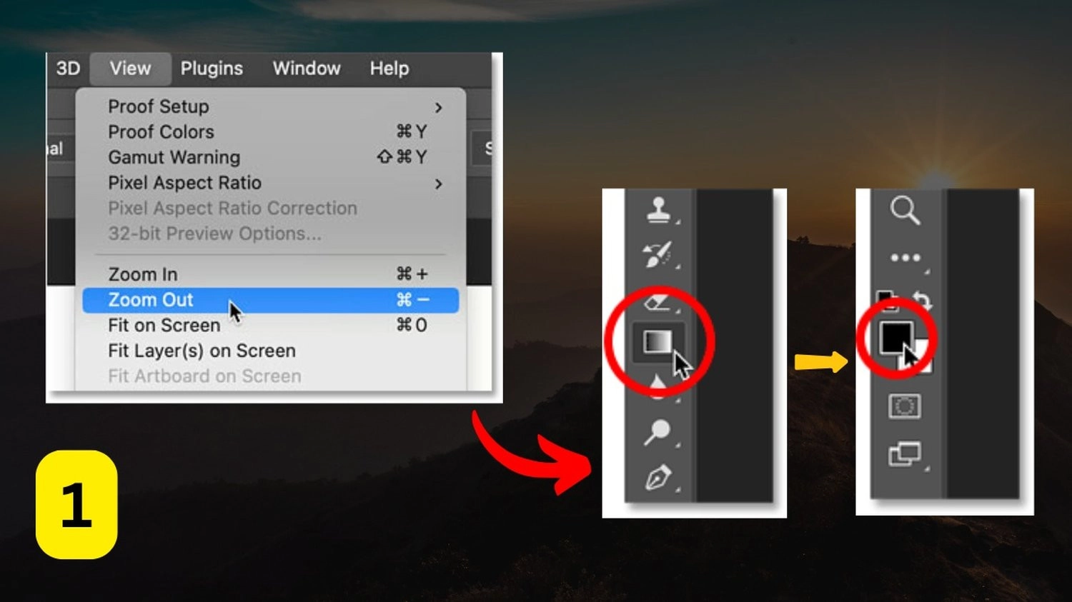 Chọn Gradient Tool trên thanh công cụ