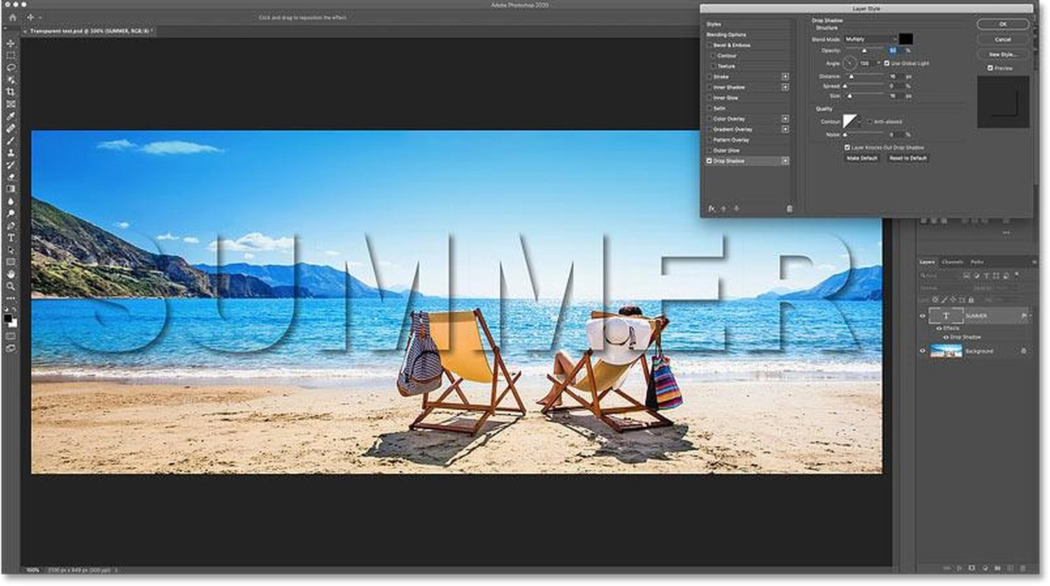 Lưu ý khi làm văn bản trong suốt trong Photoshop