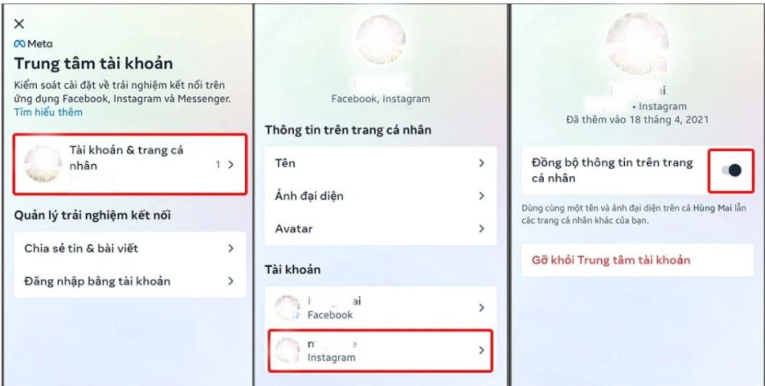Gạt tắt tính năng Đồng bộ thông tin trên trang cá nhân