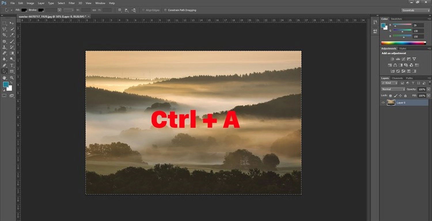 Nhấn Ctrl + A để chọn toàn bộ ảnh
