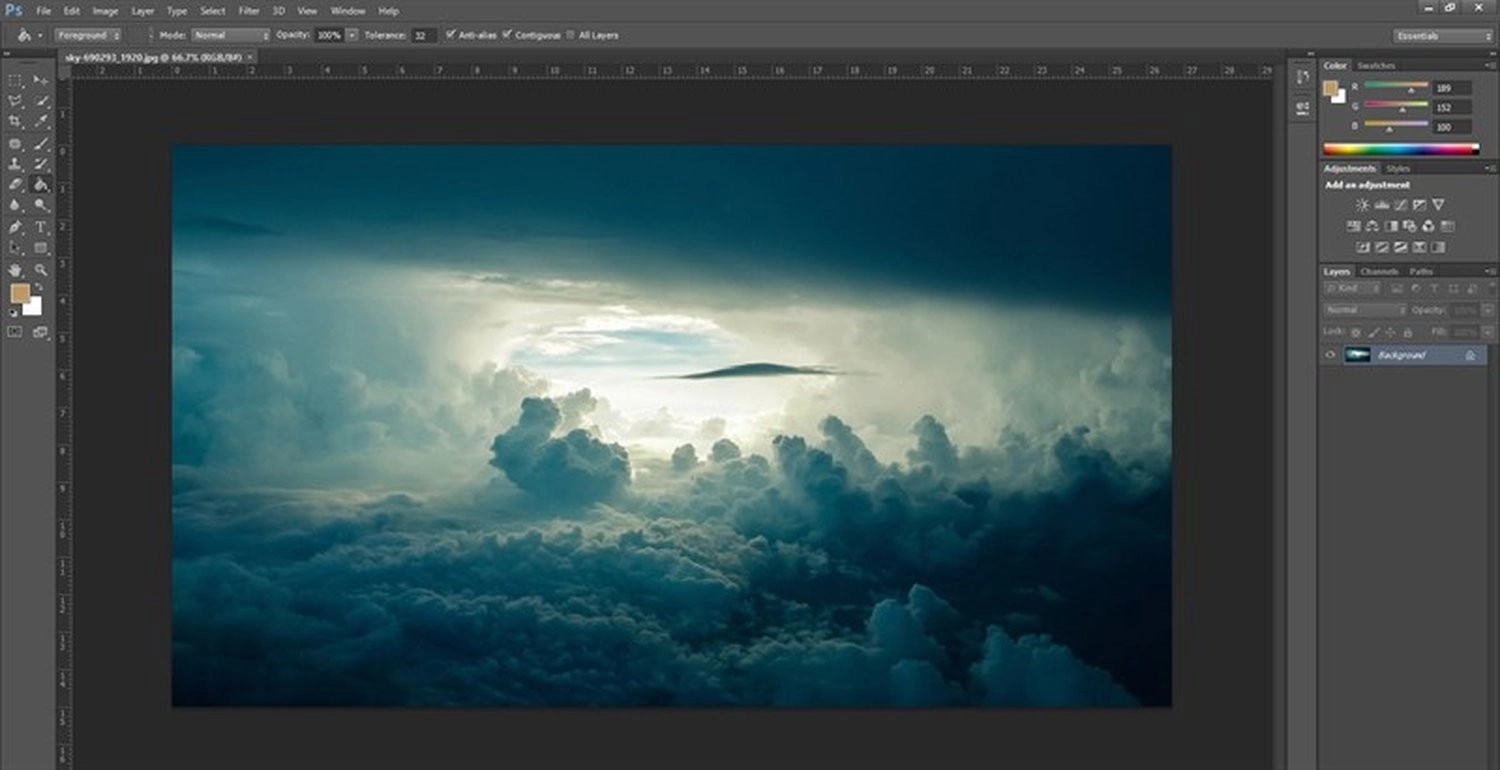 Chọn ảnh muốn tạo vùng ảnh bo tròn trong Photoshop