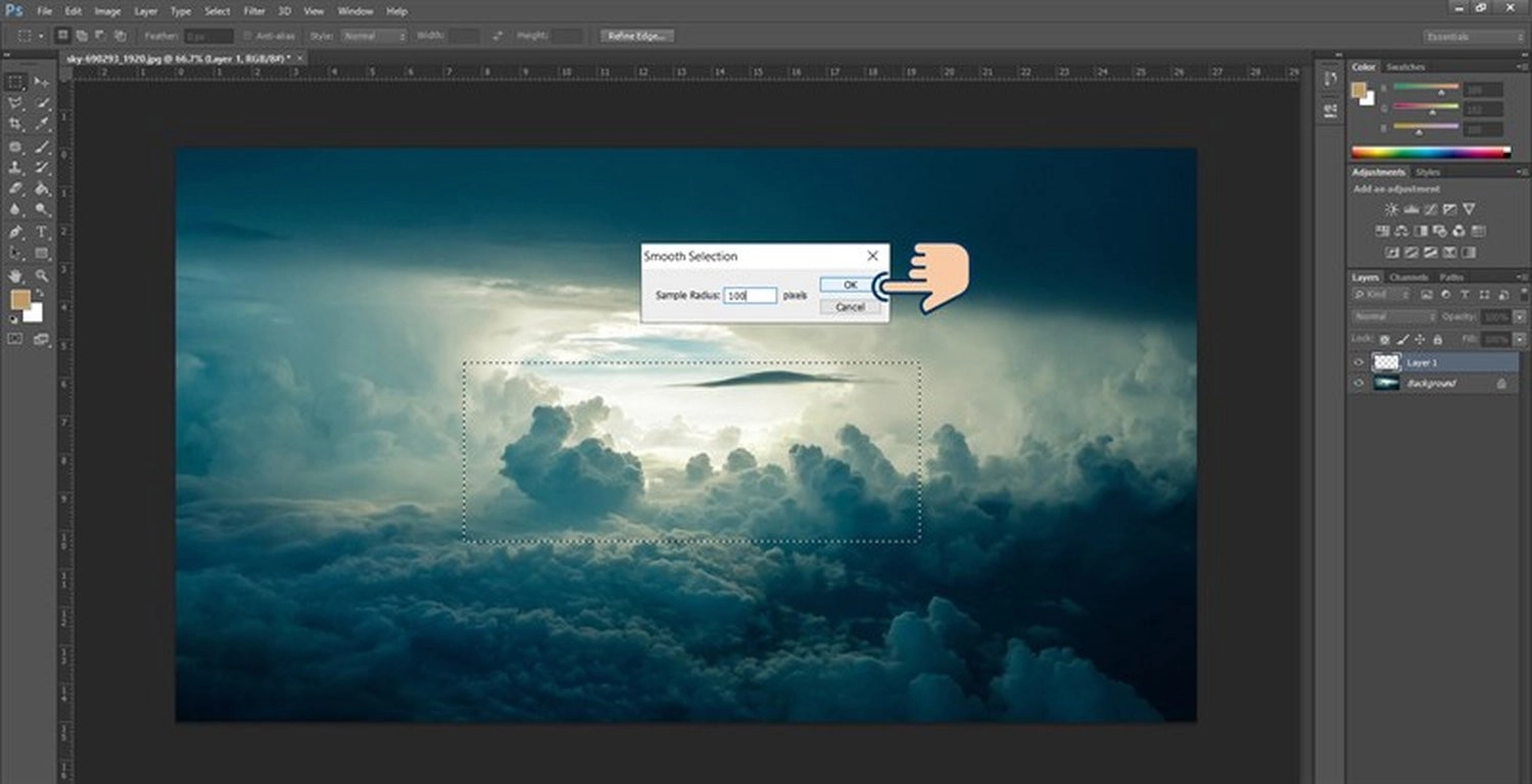 Nhập giá trị Pixels phù hợp với độ bo mong muốn