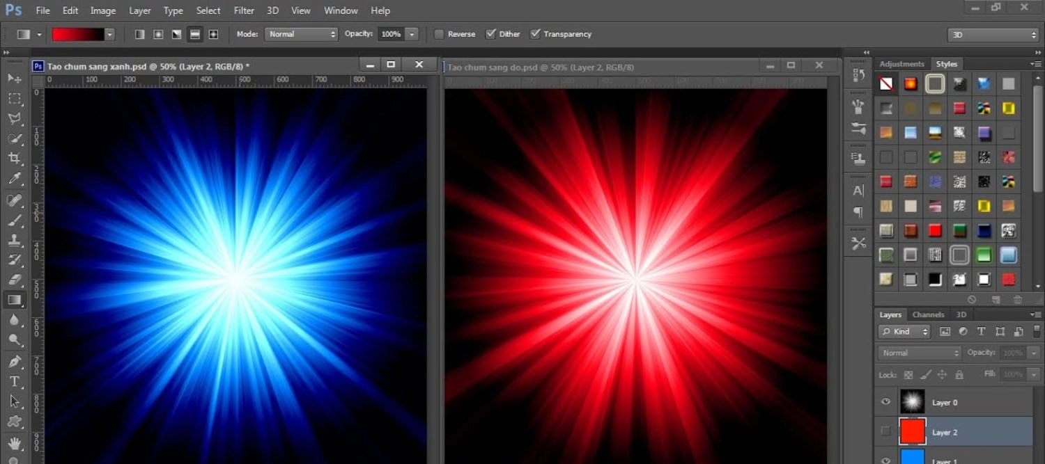 Lưu ý khi tạo hiệu ứng chùm sáng trong Photoshop