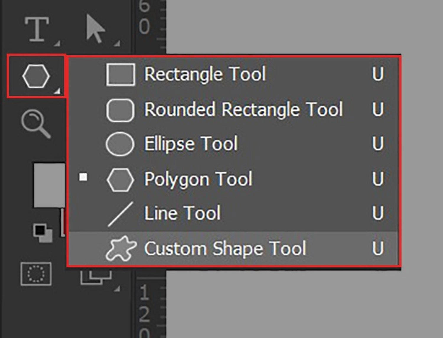 Chọn Custom Shape Tool