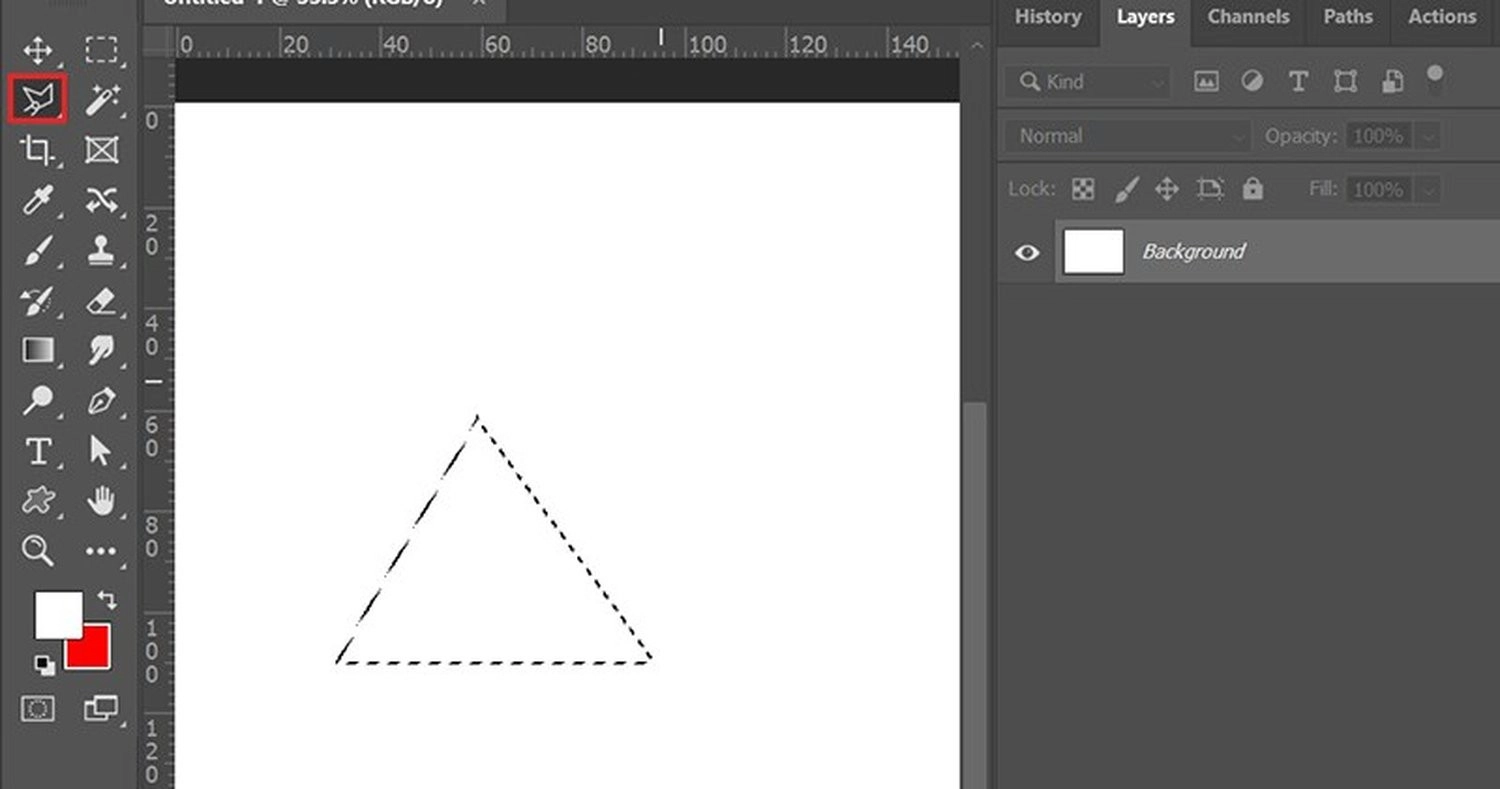Dùng Polygonal Lasso Tool tạo 3 điểm 