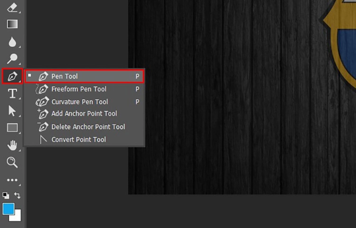 Nhấn chọn biểu tượng cây bút, và chọn Pen Tool