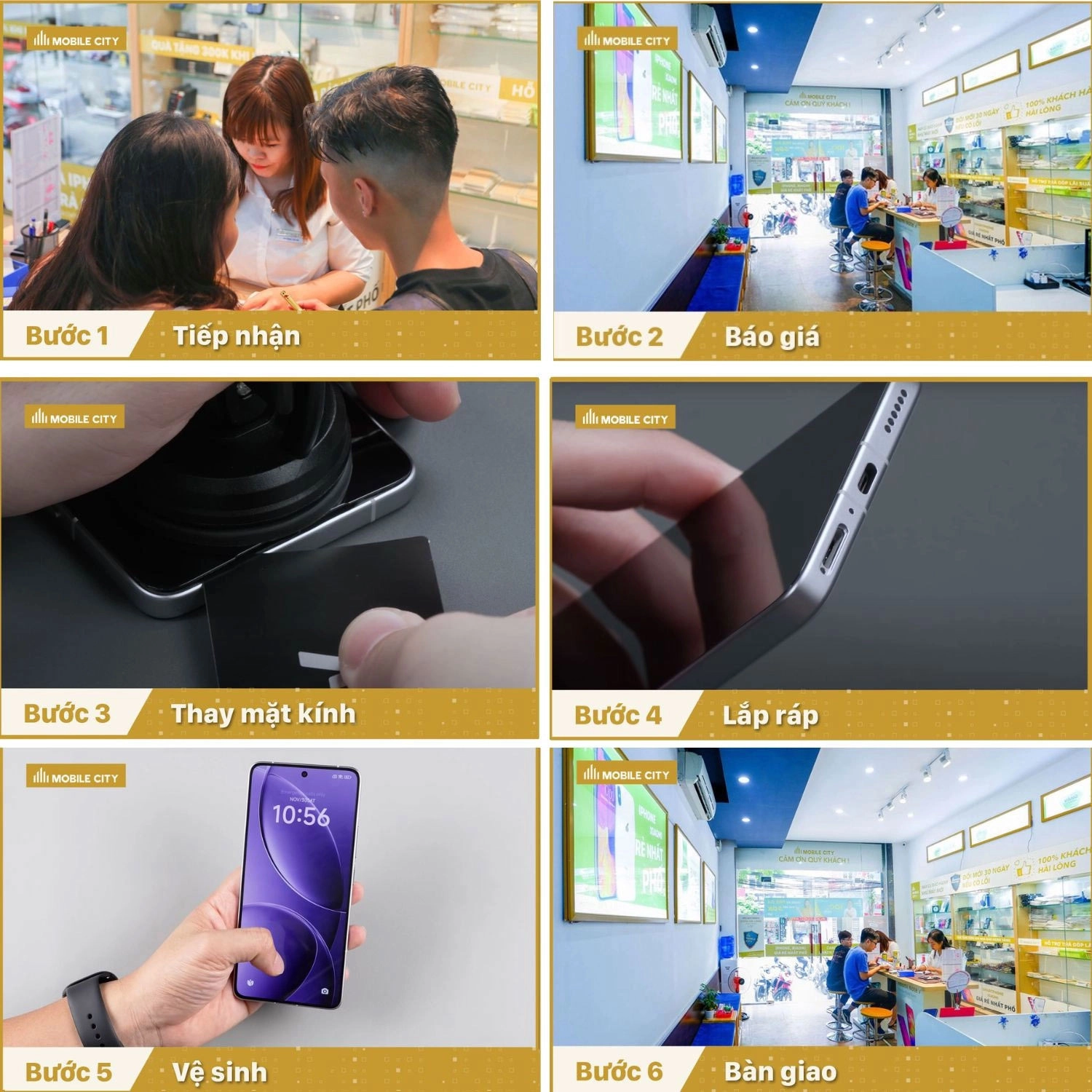 ép kính Xiaomi Redmi K80, quy trình